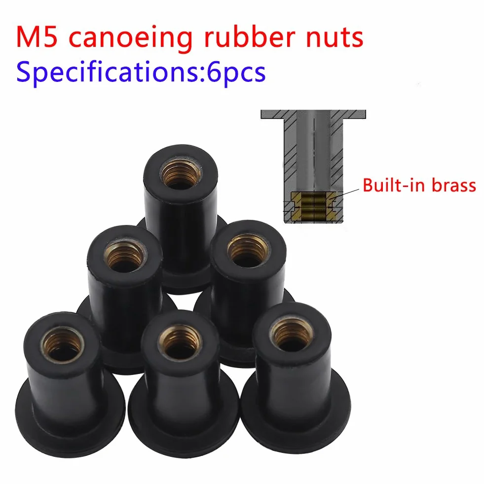 Kayak Well Nuts, 6 sztuk M5 Rubber Well Nuts Śruby przedniej szyby zamiennik dla motocykli Motocykle Kajak łodzie kajakowe