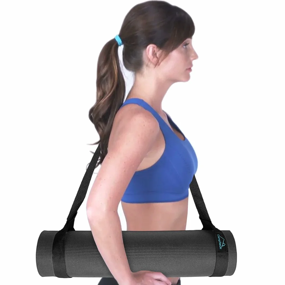 CampTeck regulowany pasek do jogi 180 cm x 3,8 cm, odporny na ramię, joga, mata do pilatesu, ćwiczeń, aerobic, fitness, mata sportowa i na zewnątrz