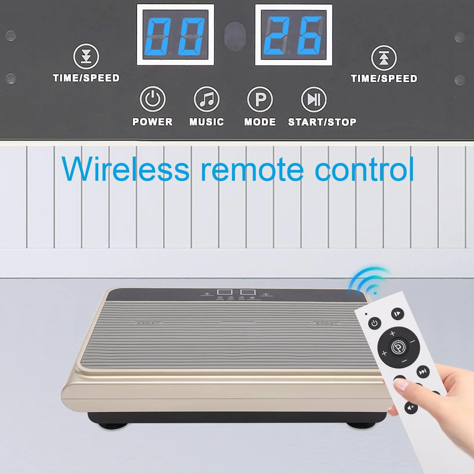 Platforma wibracyjna fitness z Bluetooth i silnikiem żelaznym szara srebrna