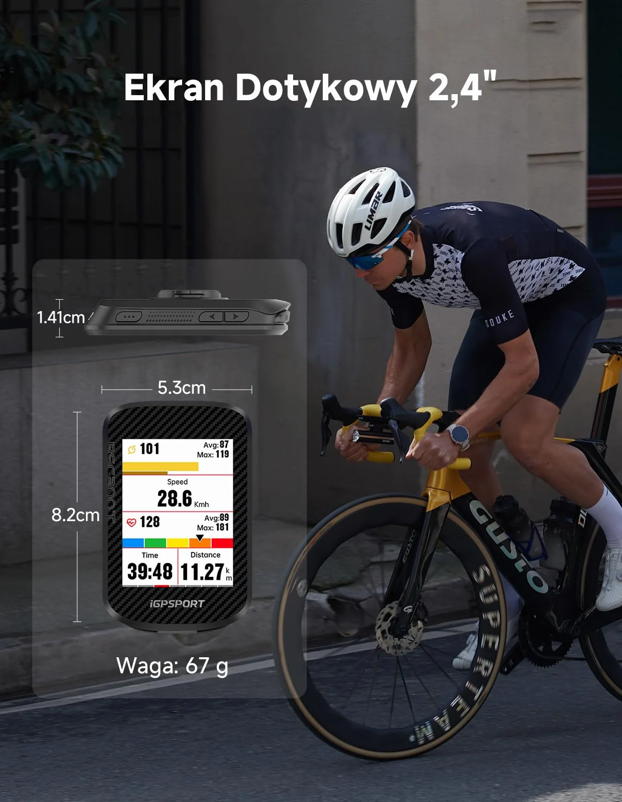 iGPSPORT BSC300T Licznik Rowerowy GPS, Kolorowy Ekran Dotykowy 2,4 Cala, Funkcja Nawigacji Map, Funkcja Treningowa, Obsługa 130 Danych, Kompatybilny z Rowerami Elektrycznymi,BSC300T Zestaw