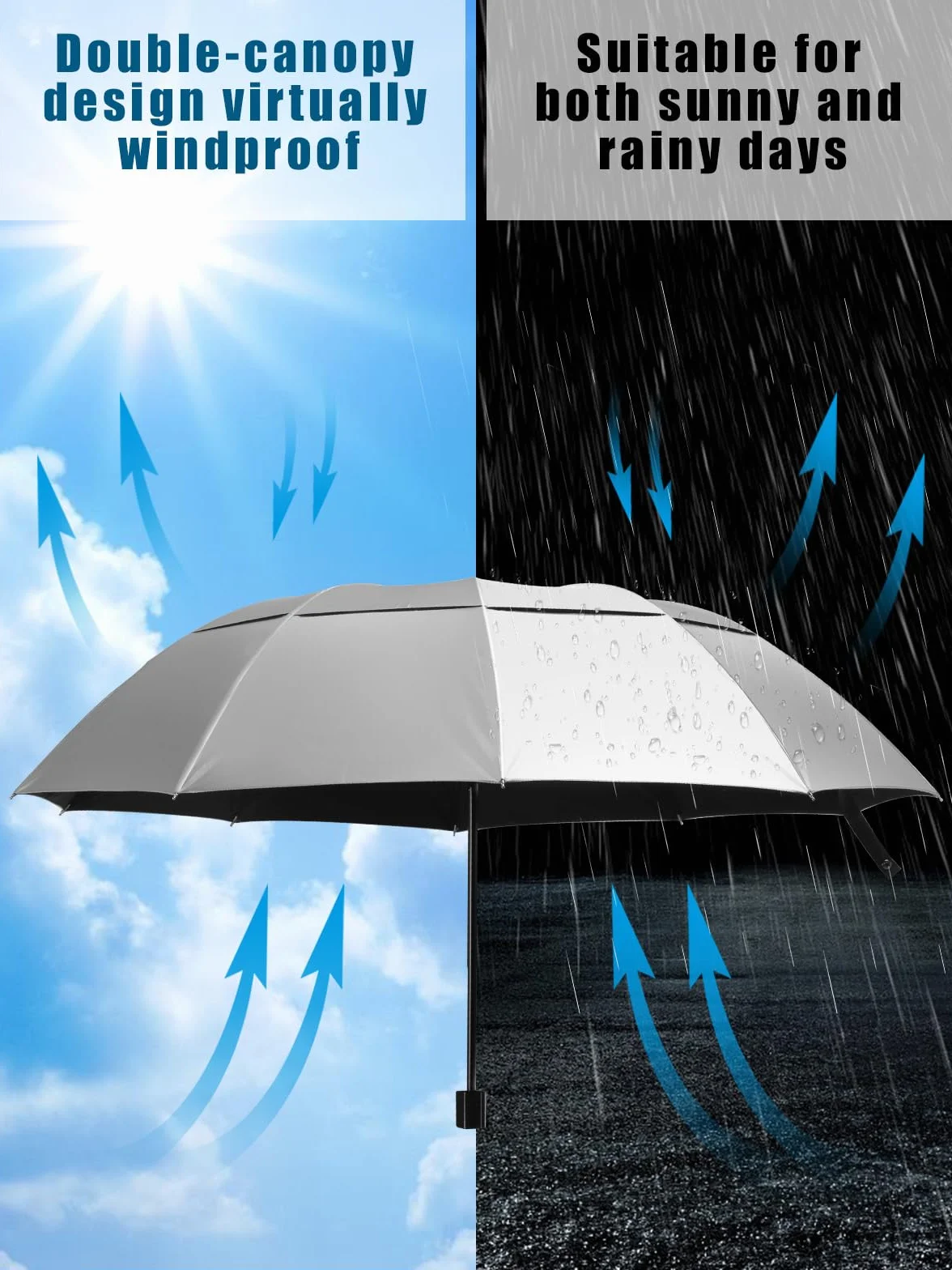 Kalolary Bardzo duży kompaktowy parasol golfowy, podwójny, wentylowany, wiatroszczelny, wodoodporny, dla kobiet i mężczyzn 117/54/157.5 cm