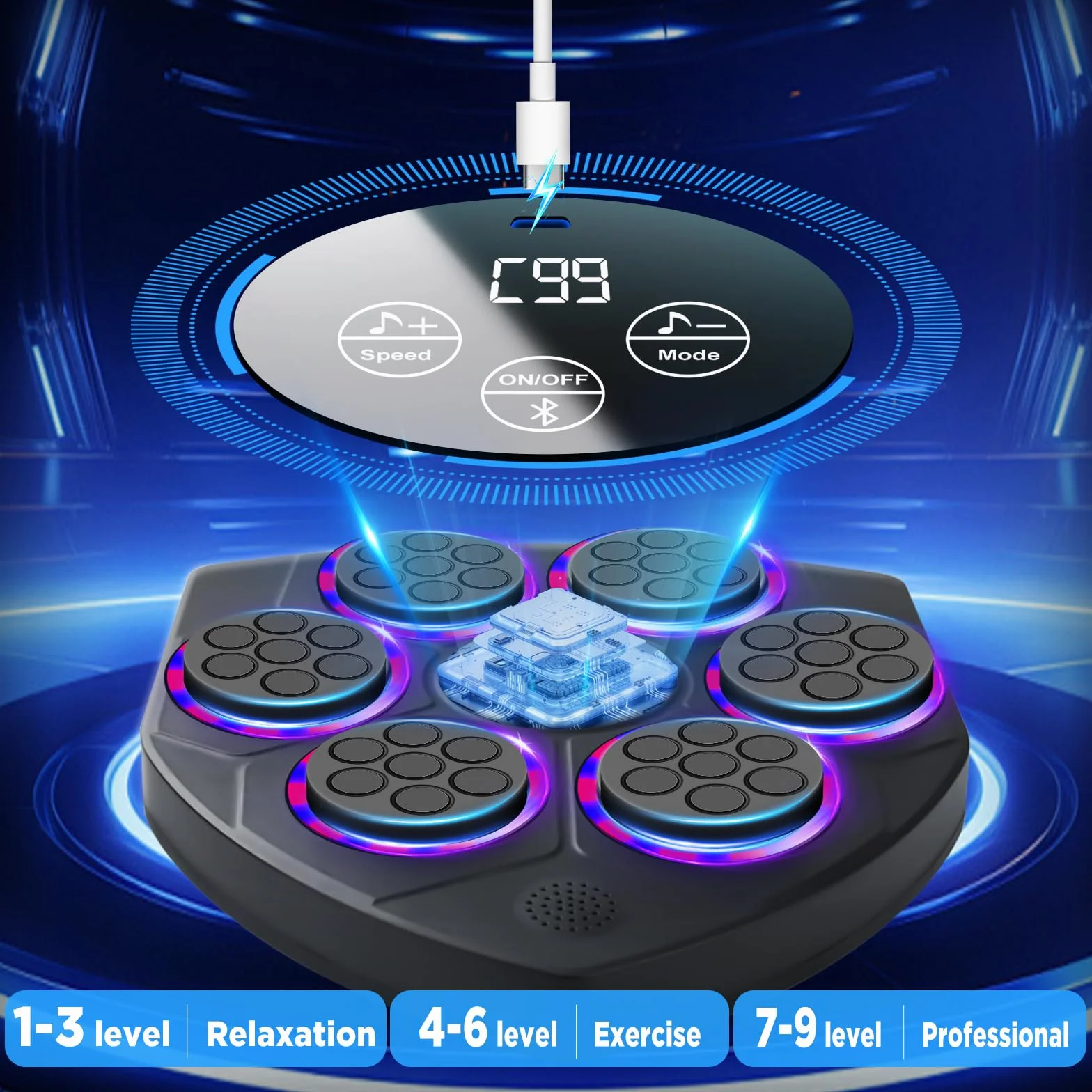 Music Boxing Machine dla dorosłych, inteligentna muzyczna maszyna do boksu Bluetooth z rękawicami bokserskimi, elektroniczny ścienny dziurkacz do domu, siłownia, trening, wewnątrz
