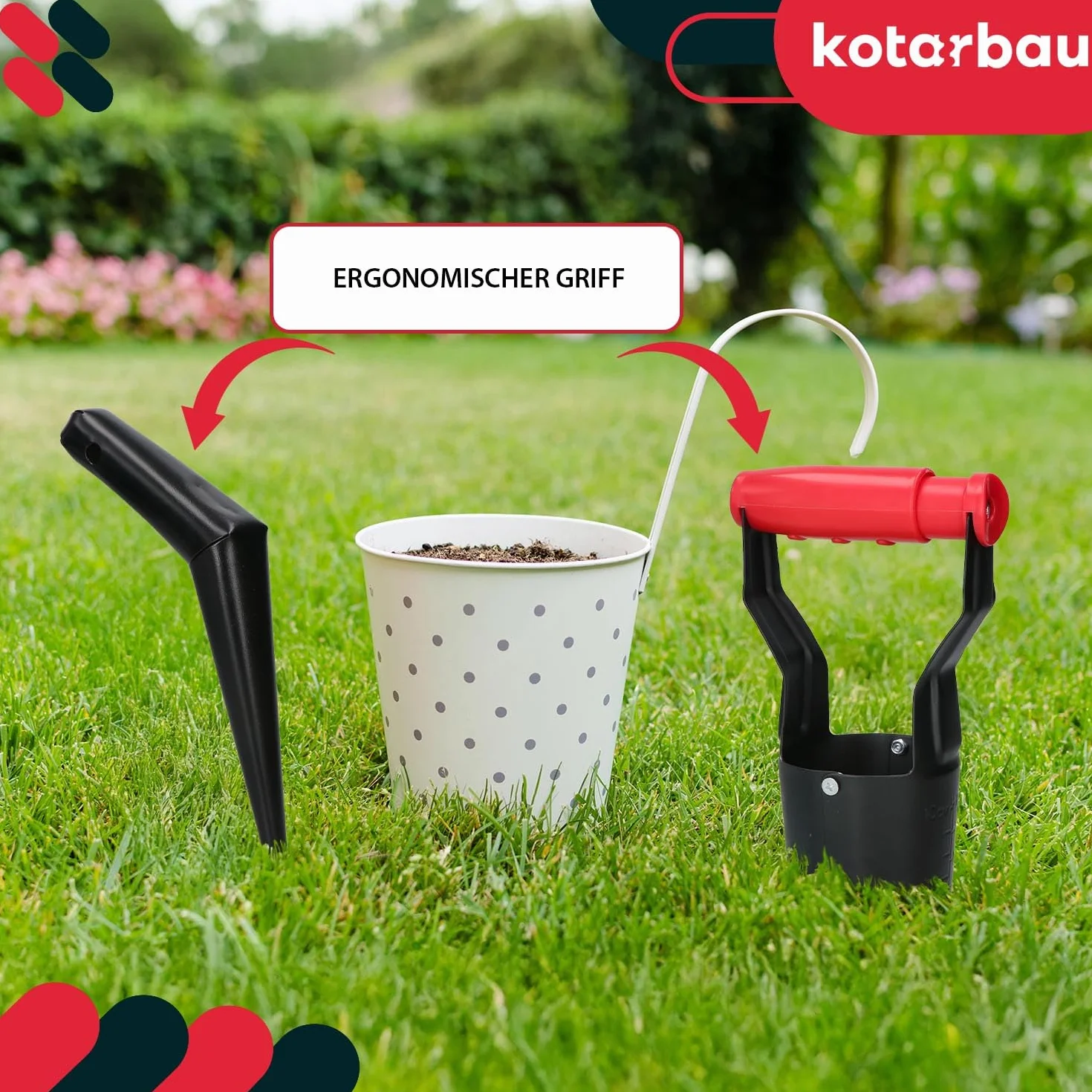 KOTARBAU Sadzarka do cebulek kwiatowych, 23 cm, pręt pikujący, stal malowana proszkowo, pomoc do sadzenia cebulek kwiatowych, kolor czarny, akcesoria ogrodowe, wiertło do otworów do roślin