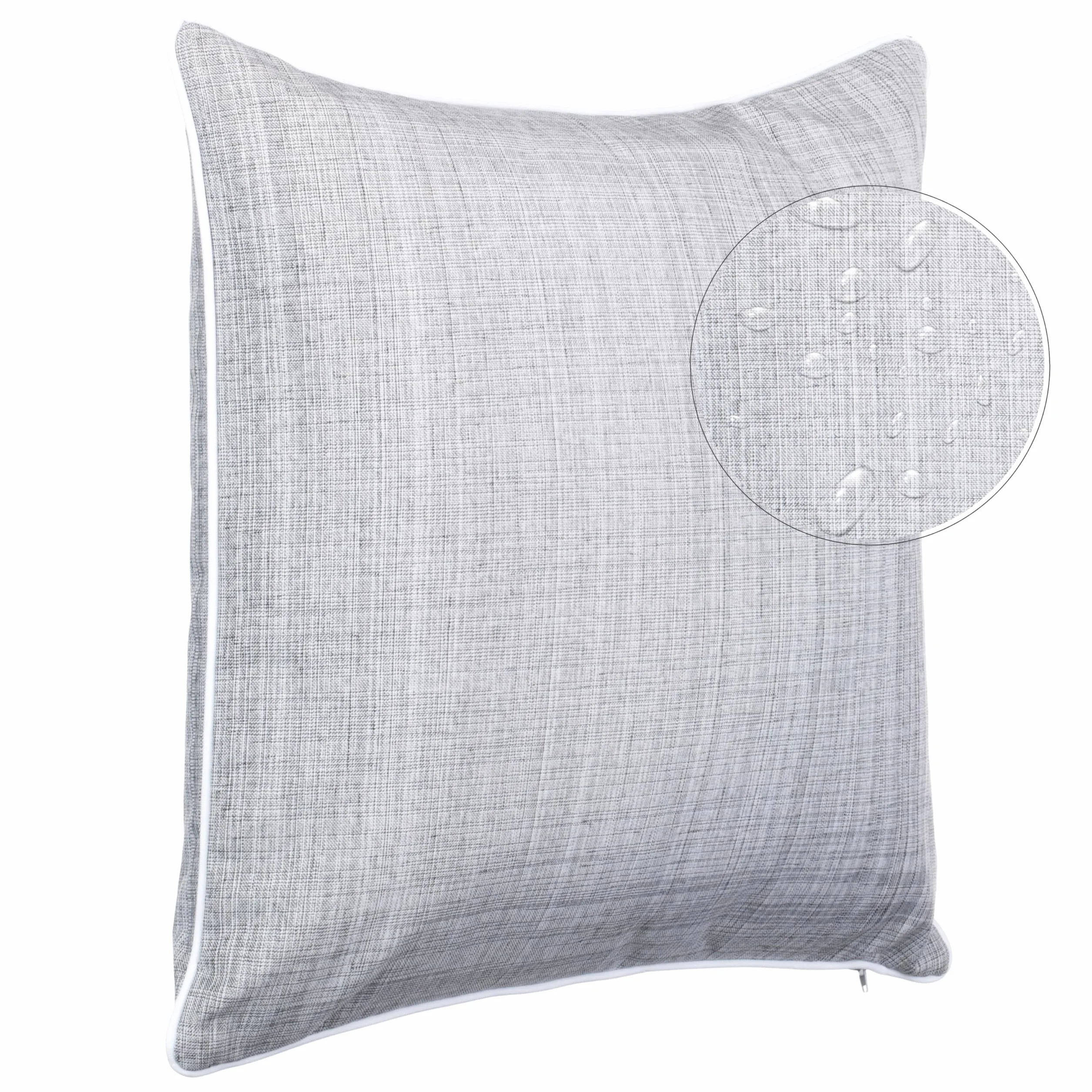 Brandsseller Outdoor ogrodowa poduszka dekoracyjna z lamówką – wygląd lnu, uniwersalna, odporna na zabrudzenia i działanie wody z zamkiem błyskawicznym – 45 x 45 cm – 4-częściowy zestaw ekonomiczny – jasnoszara