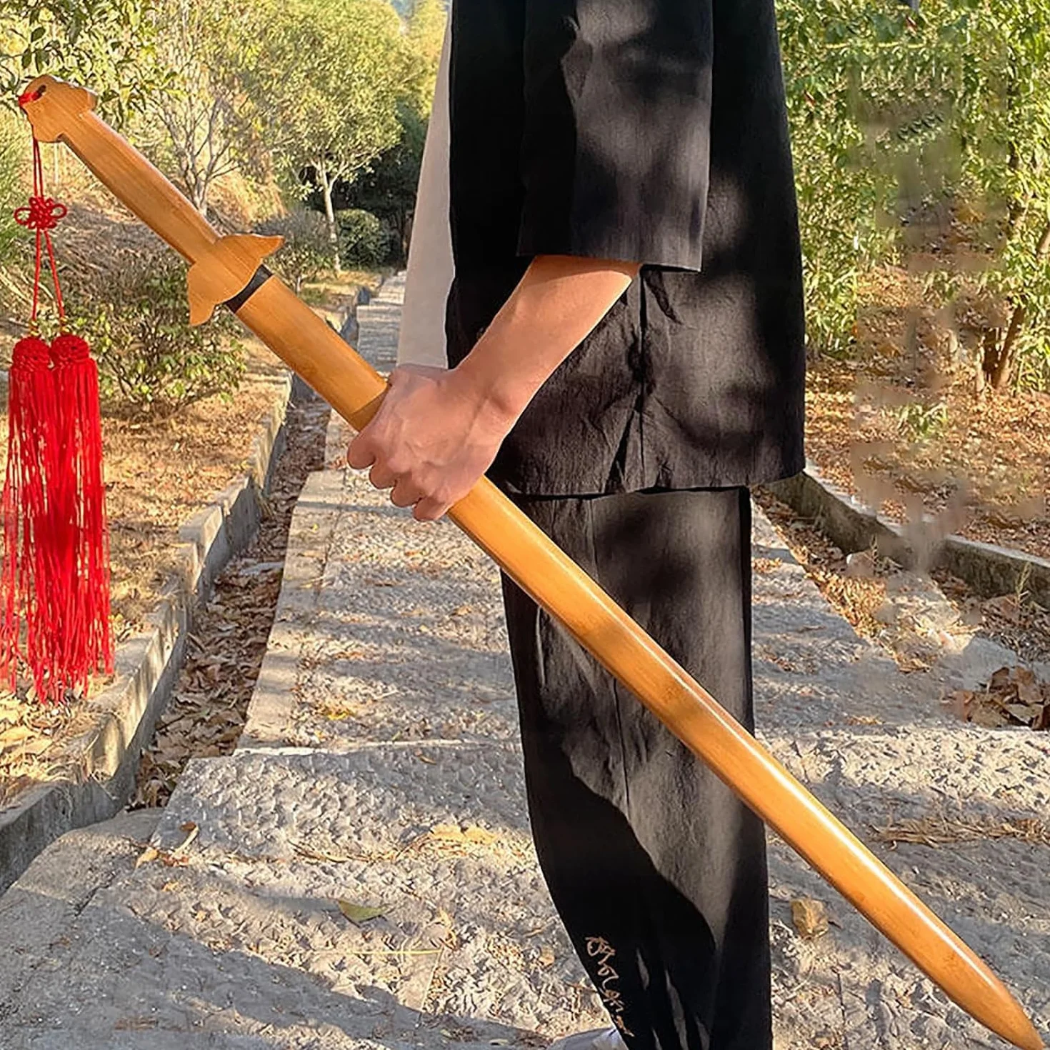 Miecz Tai Chi z bambusu 96cm naturalny drewniany z pochwą trening sztuk walki