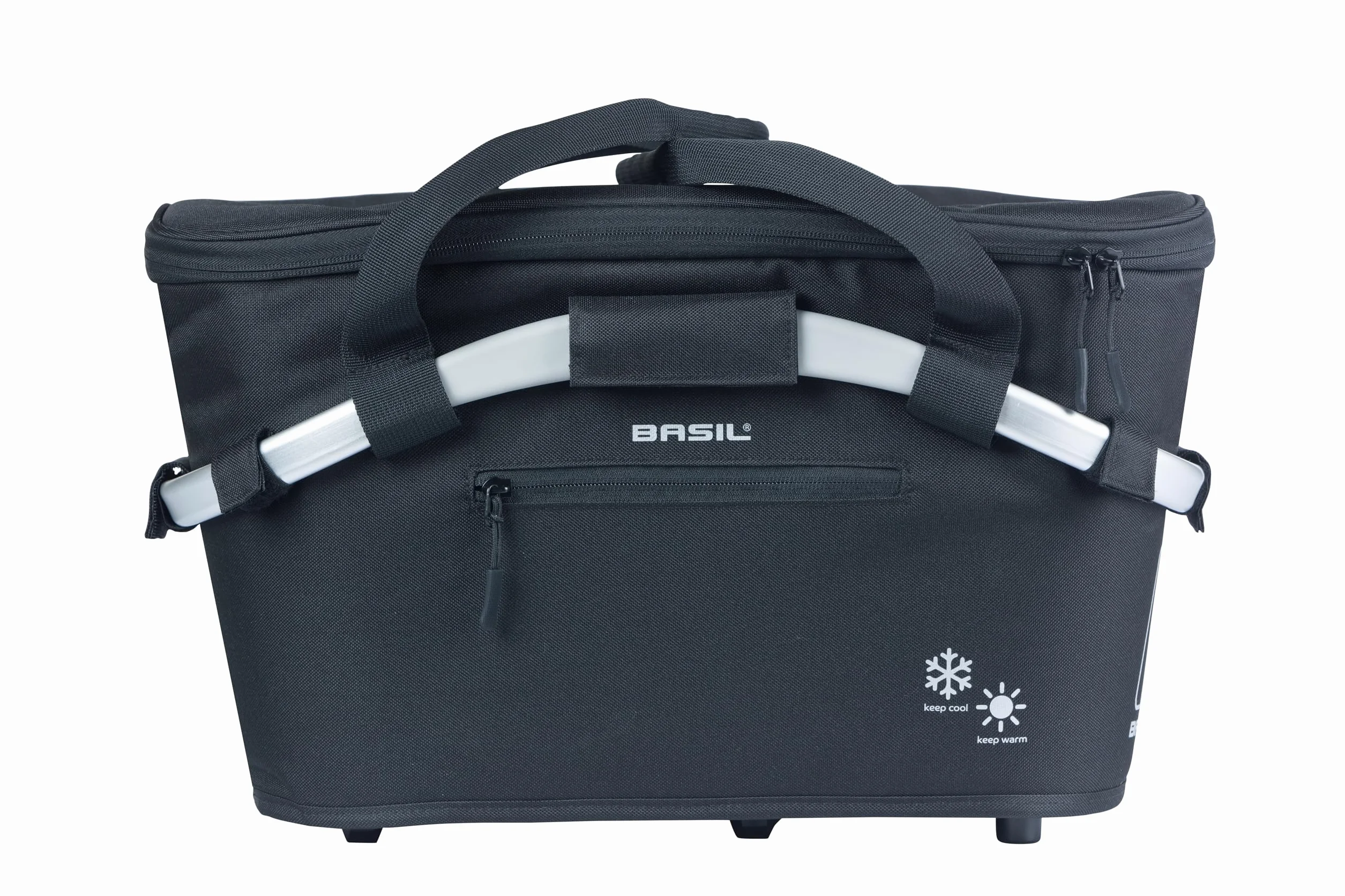 Basil Classic Carry All ISO koszyk rowerowy MIK, czarny – zamykany system MIK w zestawie, pojemność 18 litrów, izolowany i odporny na warunki atmosferyczne, idealny do zakupów i transportu żywności