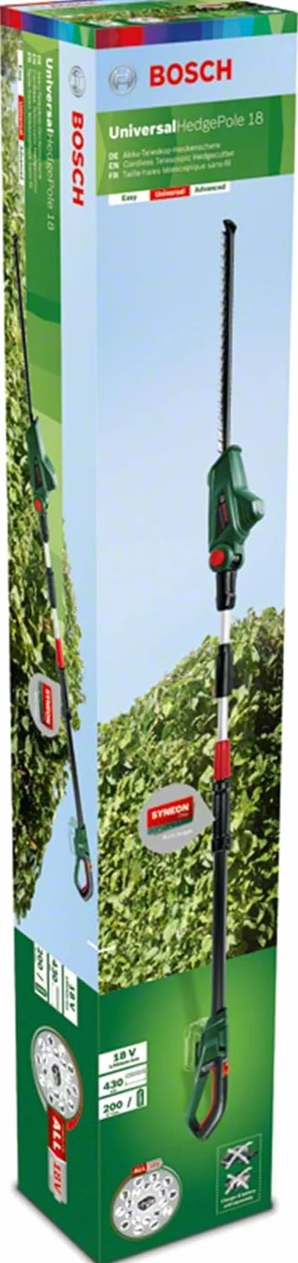 Bosch Home And Garden: akumulatorowy sekator teleskopowy Universal HedgePole 18 (długość ostrza 43 cm, zasięg do 2.6 m)