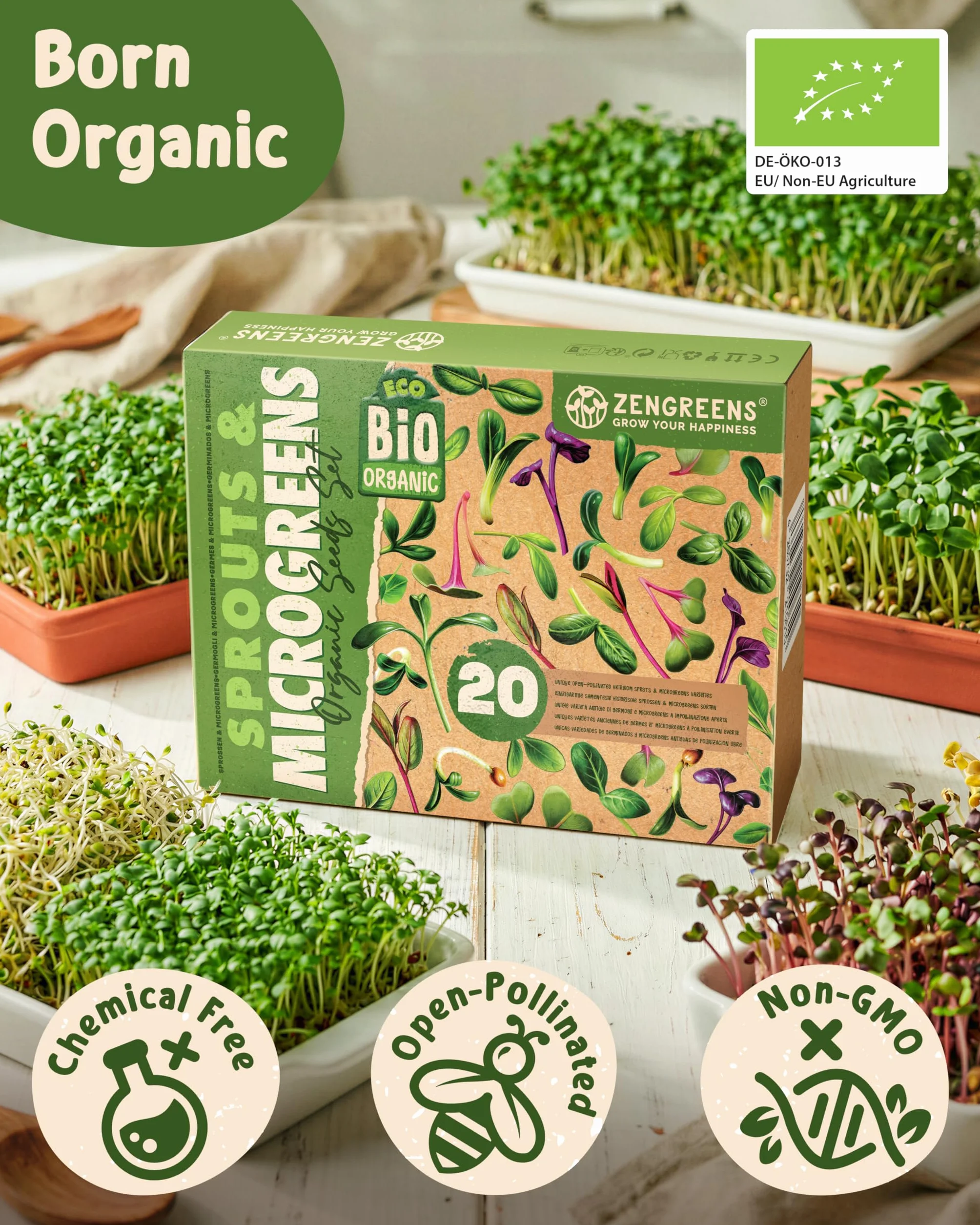 ZenGreens® - Organiczne Kiełki & Microgreens Zestaw Nasion - 20szt