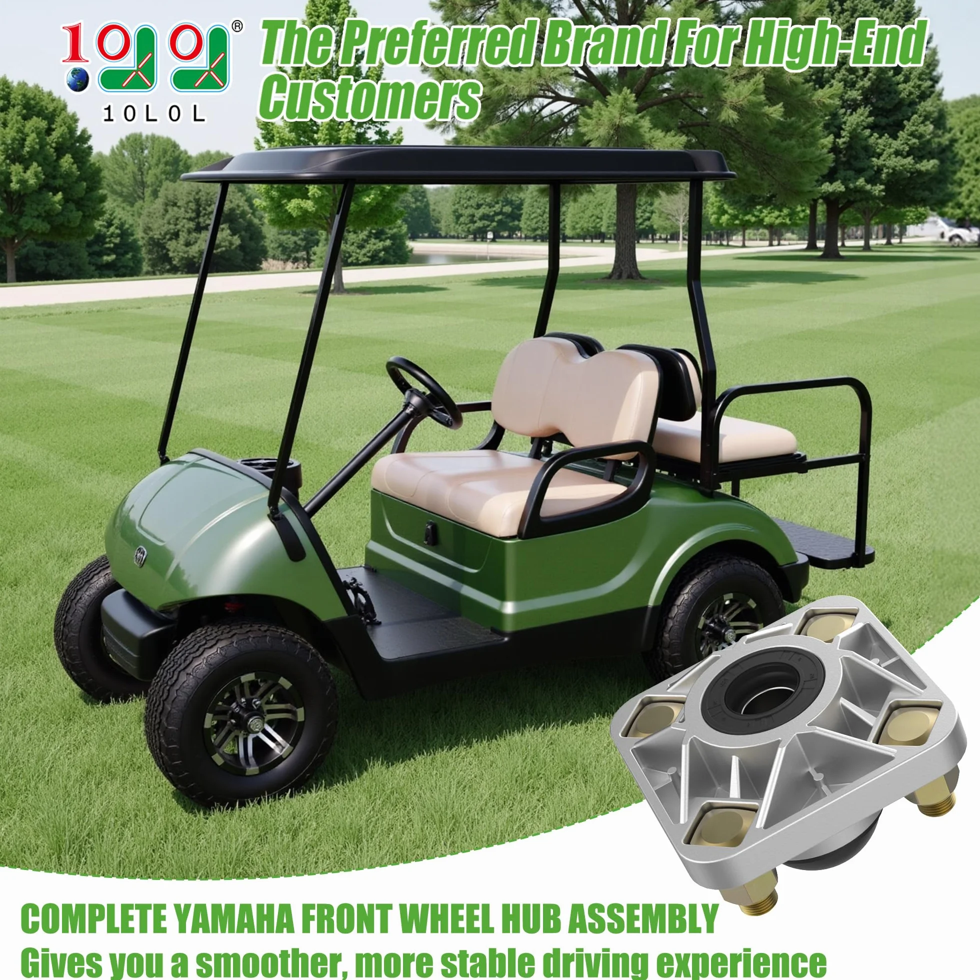 10L0L Piasta z aluminium przedniego koła pasuje do Yamaha G2/G8/G9/G14/G16/G19/G22/G29 gazowy lub elektryczny wózek golfowy JG5-WF511-10-00 (2 szt.)