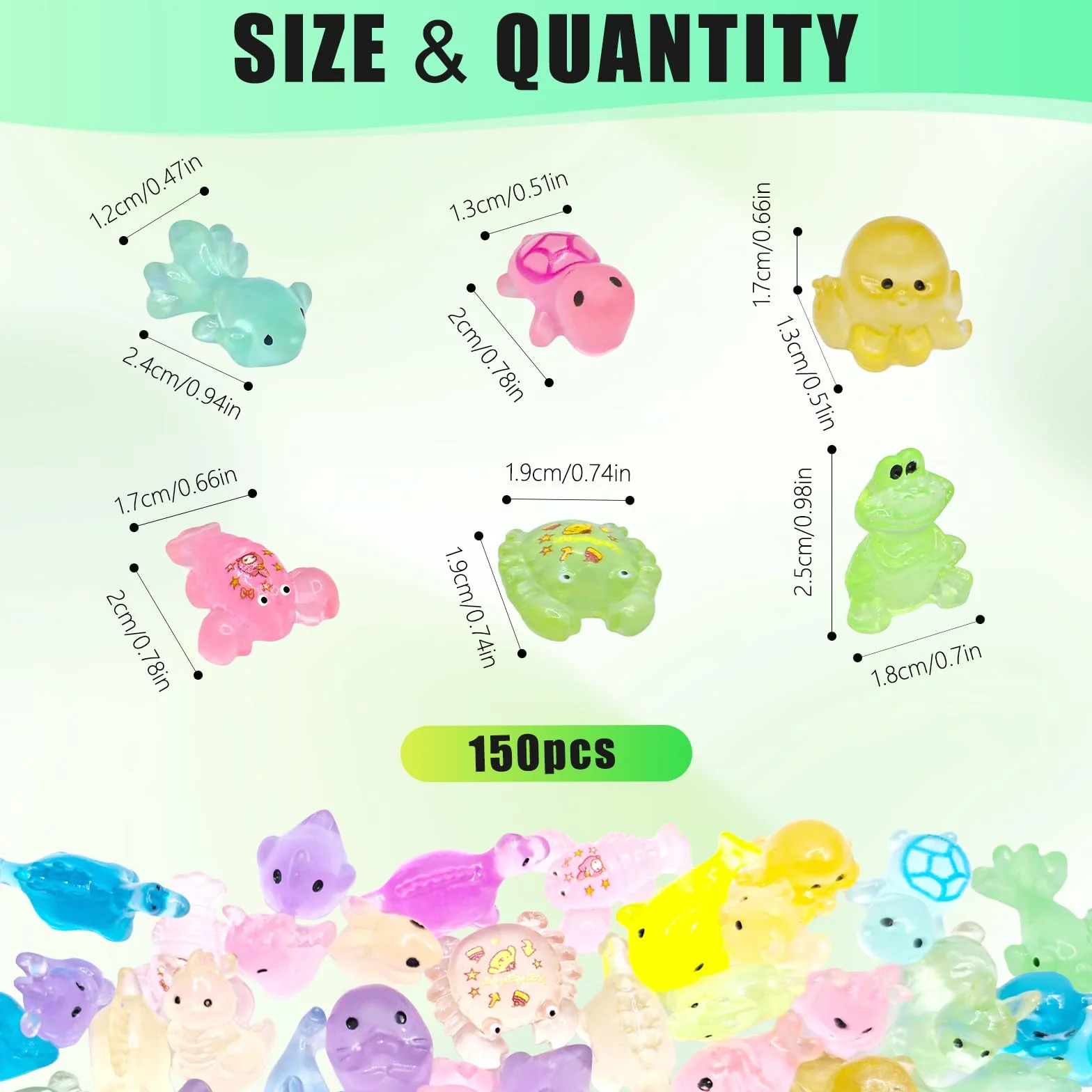 150 sztuk mini figurek, świecące mini figurki zwierząt, z żywicy, kolorowe małe zwierzęta, do dekoracji miniaturowych ogrodów krajobrazowych, akwariów i basenów z rybami