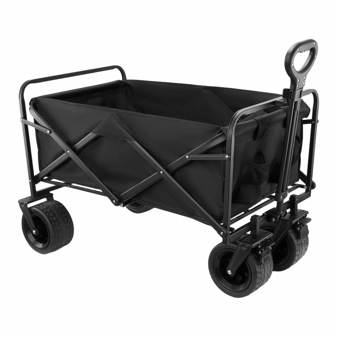 HyperMotion Wózek Turystyczny Składany Czarny – Udźwig 120 kg – Terenowy Wózek Transportowy na Plażę, Camping i Zakupy – Obrotowe Koła, Hamulce, Tkanina Oxford 600D
