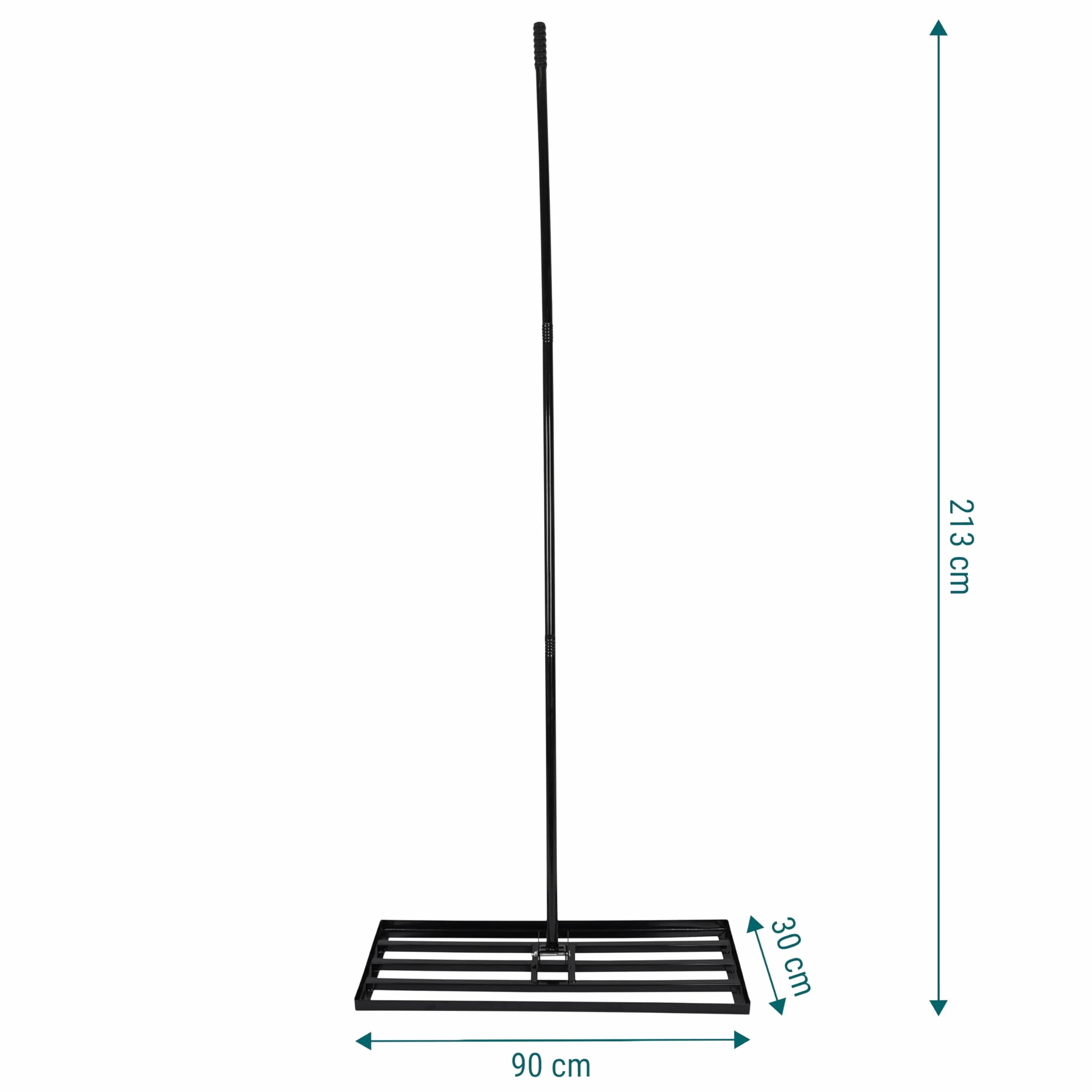 Sillar Ręczny Niwelator Terenu 90 x 30 cm, Stalowe Grabie do Wyrównywania i Poziomowania Trawnika, Uchwyt 213 cm, Wyrównywarka do Ziemi, Piasku i Podłoża Ogrodowego