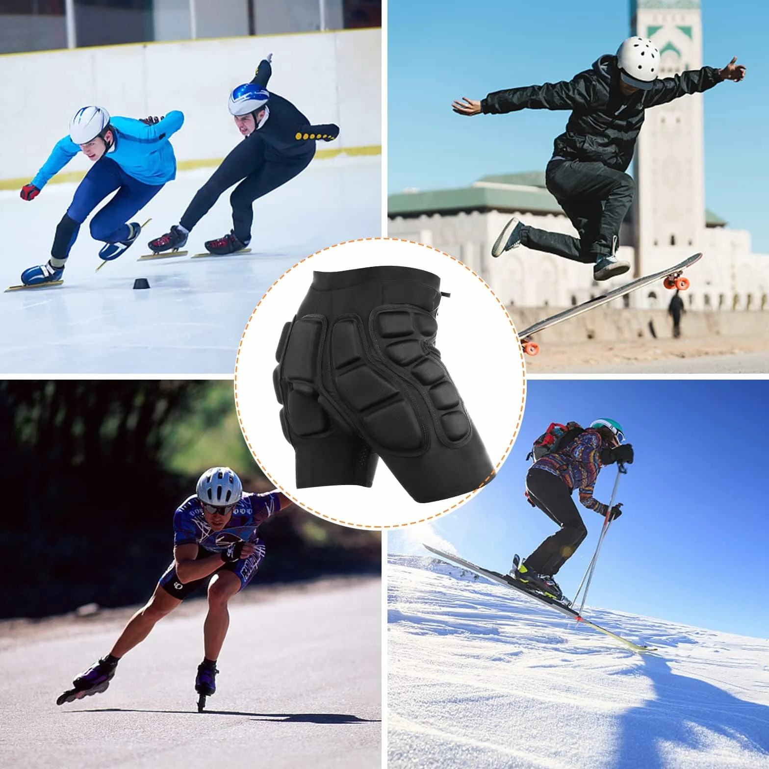 Ochronne wyściełane szorty, odporna na uderzenia, odzież sportowa, outdoorowa, ochrona przed uderzeniami na snowboard, łyżwy, narty, deskorolkę, unisex, ochrona 3D dla bioder, pośladków i