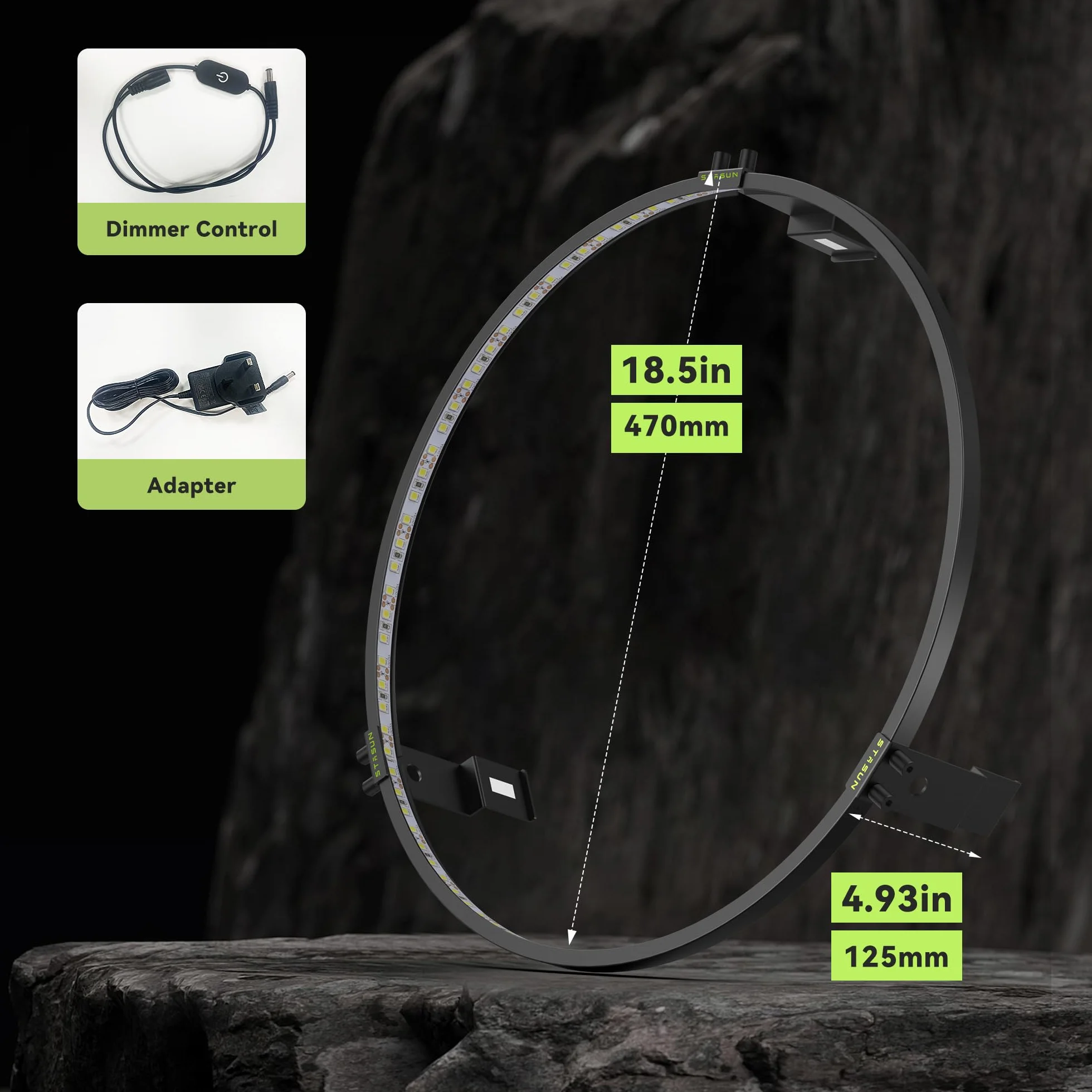 STASUN Oświetlenie darta 360°, białe światło LED do darta, zdejmowany system oświetlenia tarczy do darta, 12 W, 6500 K, magnetyczny pierścień świetlny i akcesoria do całej tablicy