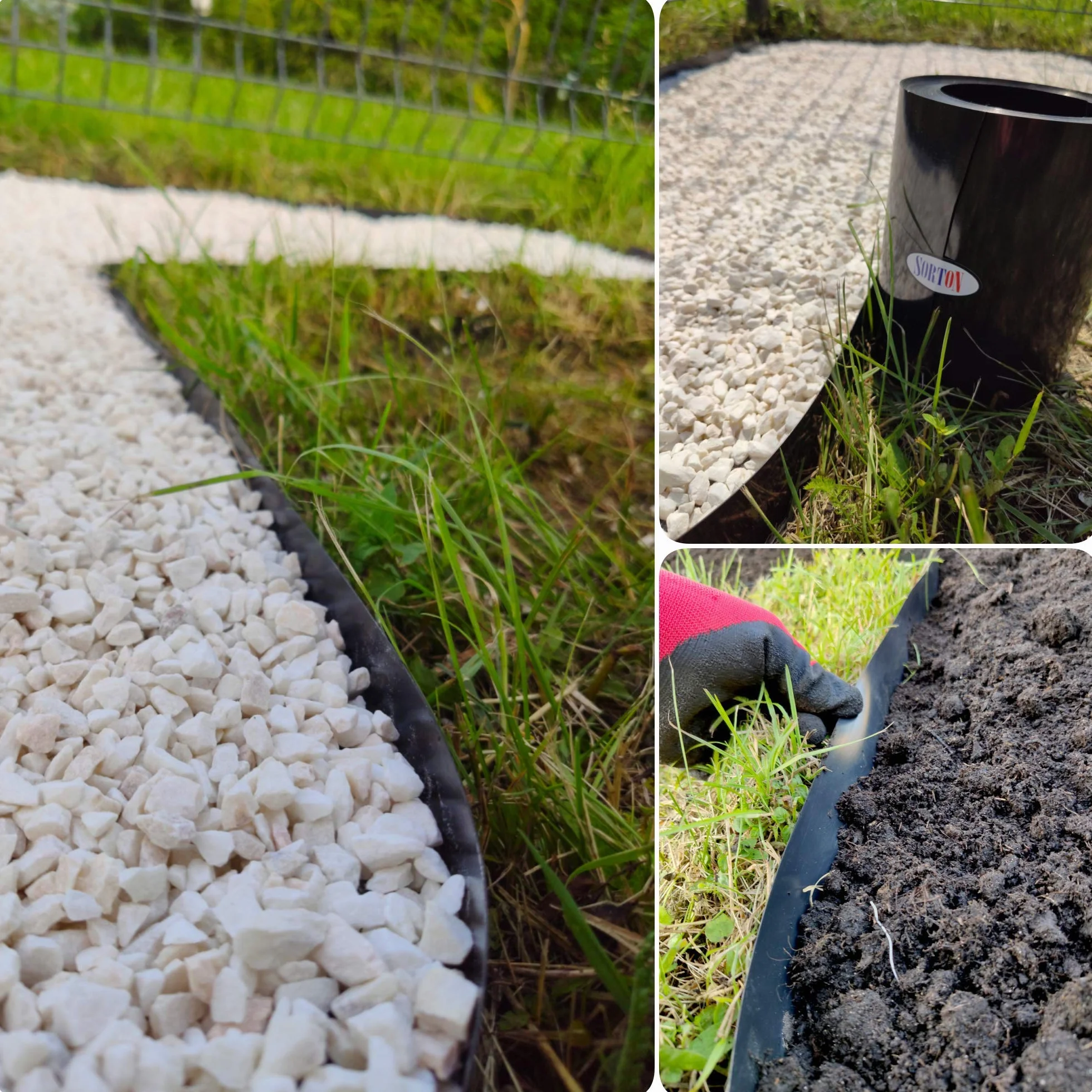 Elastyczne Obrzeże Trawnikowe Ogrodowe Plastikowe Palisada Border Krawędź Krawężnika Do Pielęgnacji Traw Zapobiega Przerastaniu Traw Do Części Uprawnej Ogrodu. (20 cm x 25 m, Czarny)
