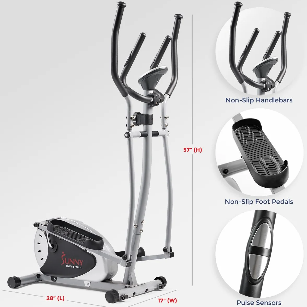 Sunny Health & Fitness Unisex SF-E905 eliptyczny, szary, jeden rozmiar