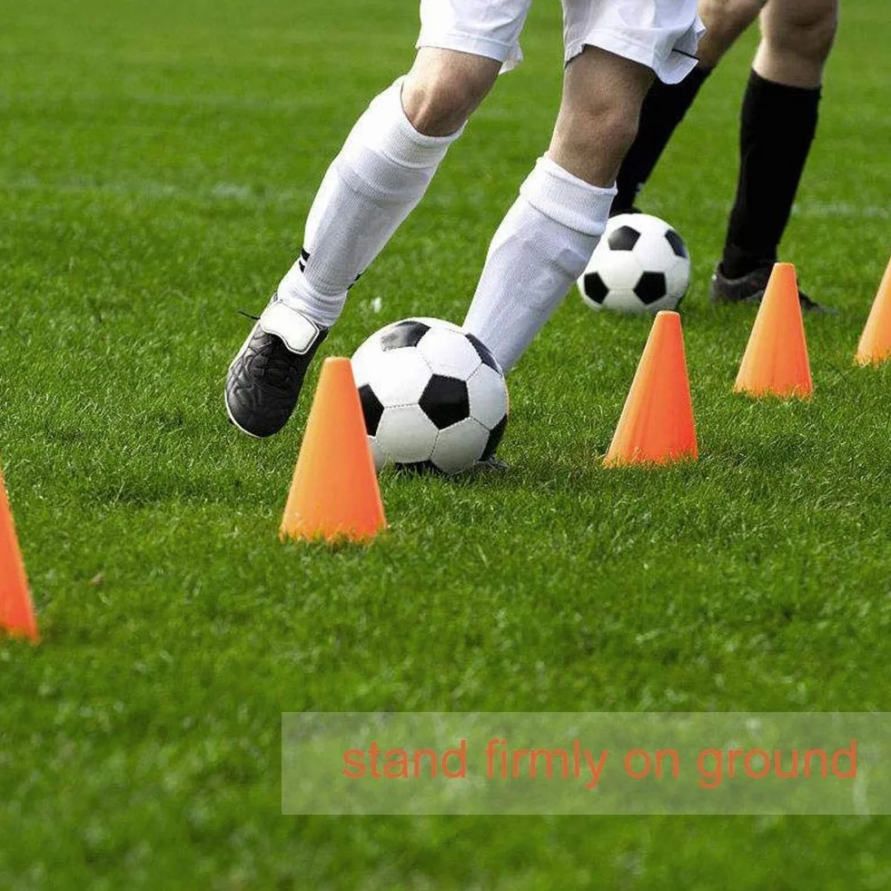 Pachołki drogowe sportowe 10-częściowe słupki treningowe do piłki nożnej pomarańczowe