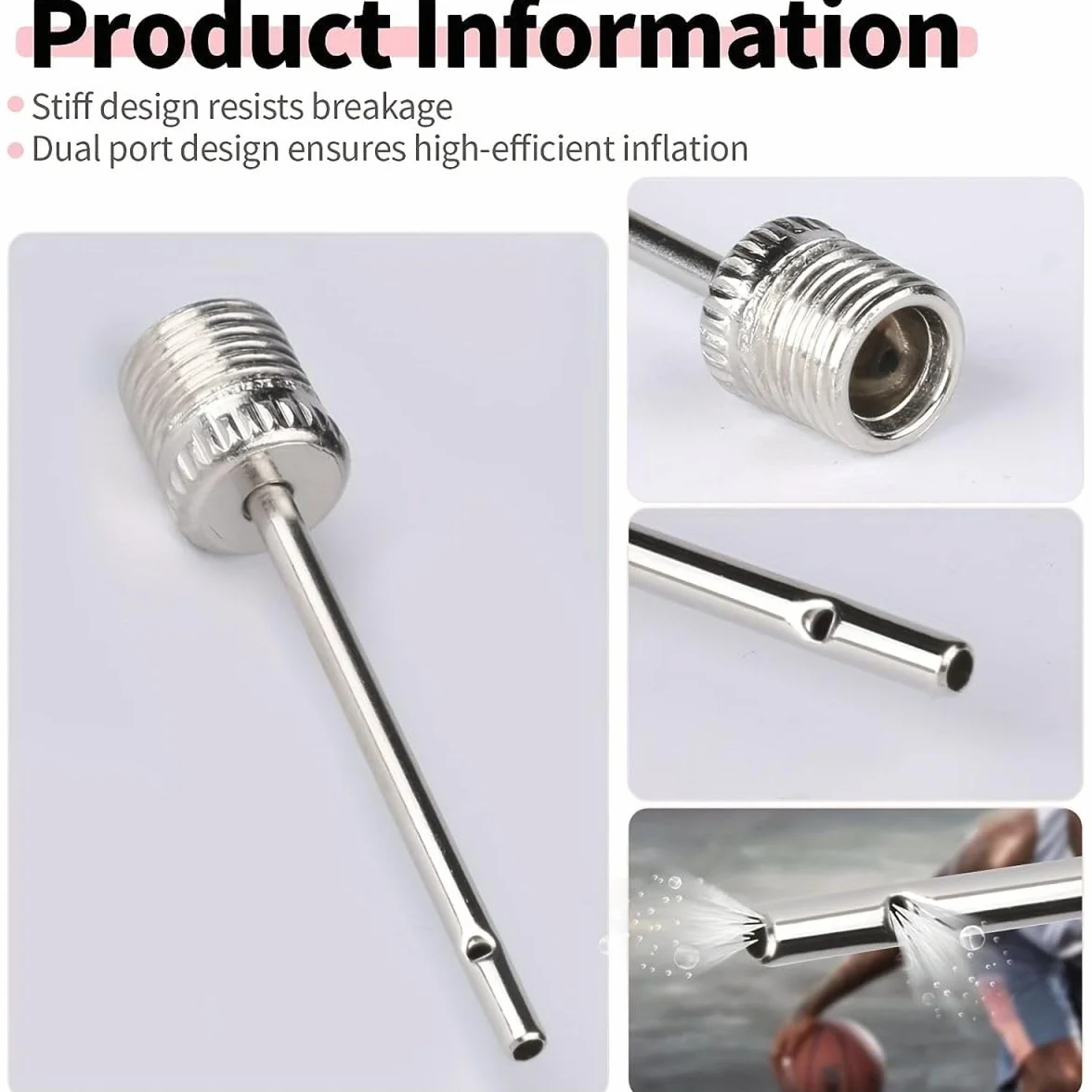 Igły do pompowania ze stali nierdzewnej igła do pompowania piłki, przenośna igła do pompowania, adapter do piłki nożnej, koszykówki, siatkówki, balonu, 10 szt