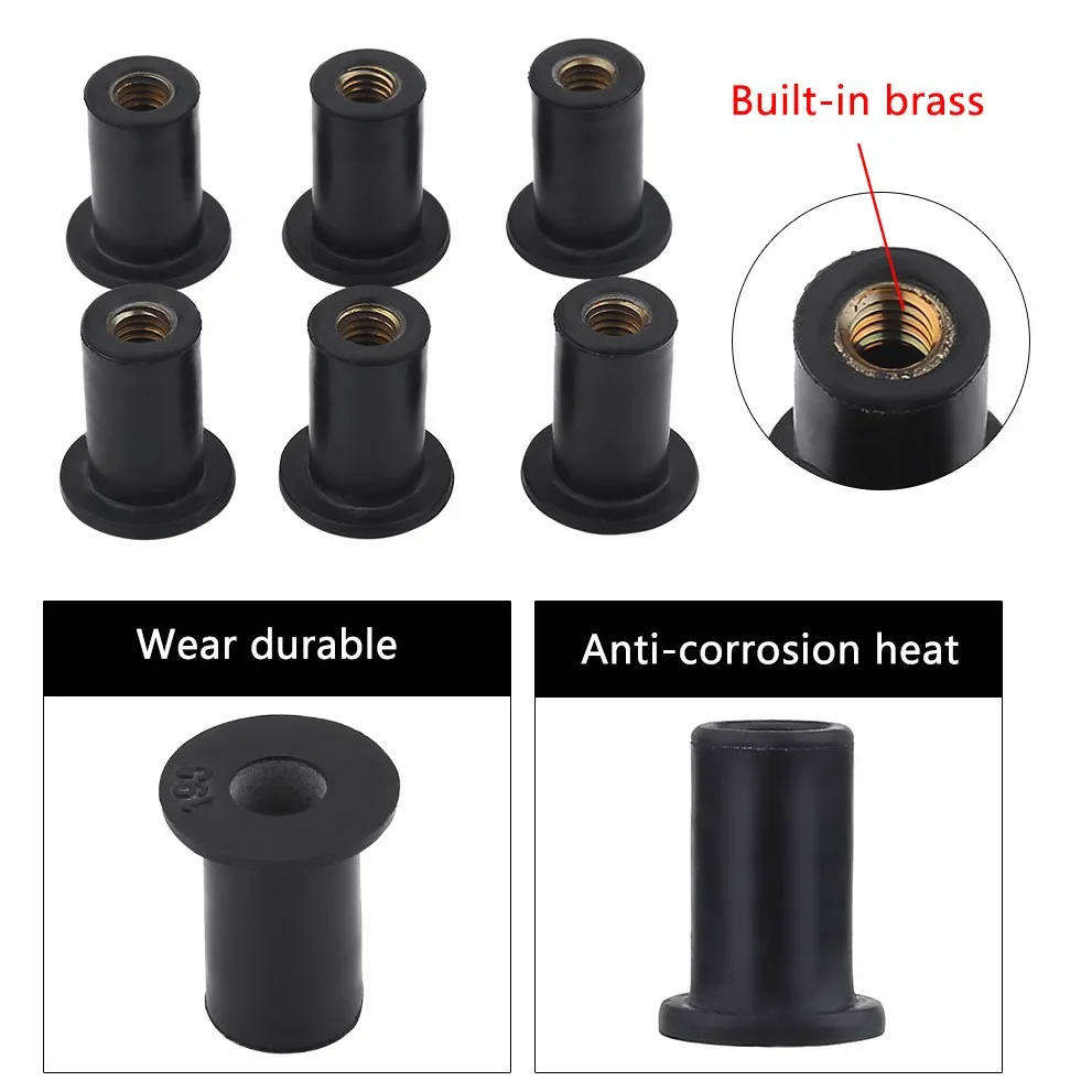Kayak Well Nuts, 6 sztuk M5 Rubber Well Nuts Śruby przedniej szyby zamiennik dla motocykli Motocykle Kajak łodzie kajakowe