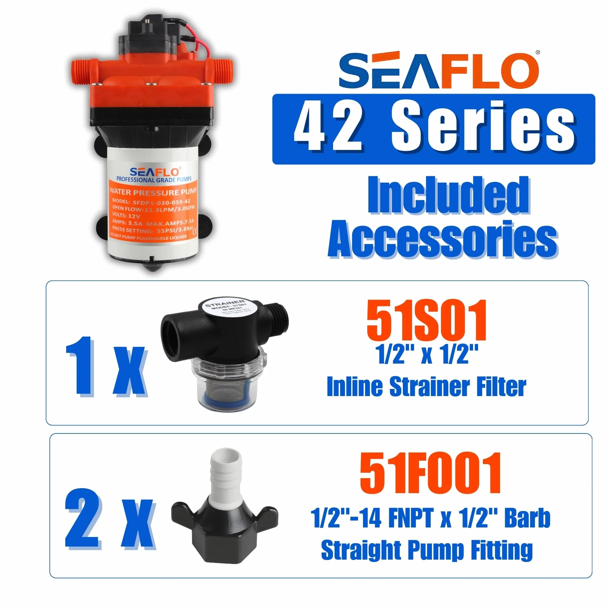 Seaflo Pompa membranowa serii 42 12 V/24 V 3,0 GPM 55PSI