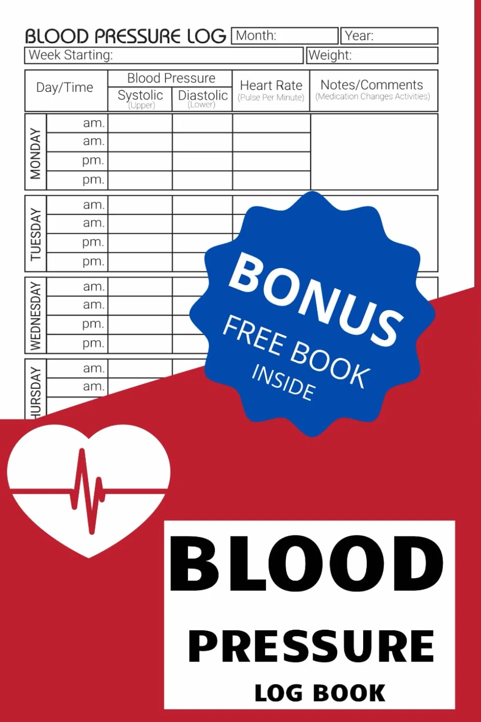 Blood Pressure Log Book For Daily Tracking: Record and Monitor Blood Pressure at Home | Heart Rate Pulse Tracker | Simple and Clear
