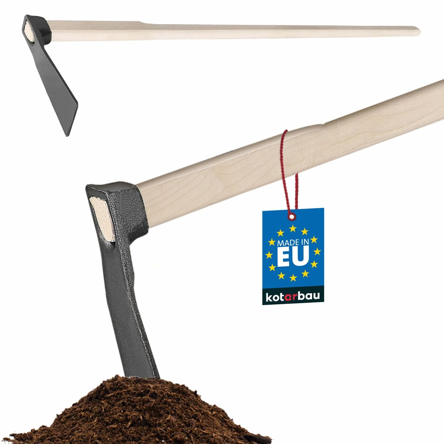 KOTARBAU® Motyka ogrodowa 23 cm z trzonkiem 120 cm z drewna, motyka do chwastów, motyka ogrodowa, narzędzie do przesadzania, pielenia, pielęgnacji ogrodu, narzędzia ogrodowe, narzędzia ogrodowe
