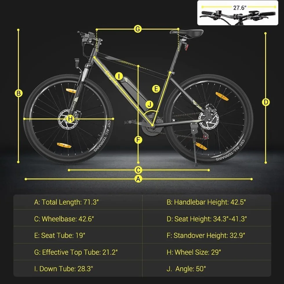 Eleglide Rower elektryczny M1 Plus 69.8 cm 29" dla dorosłych z wymiennym akumulatorem 12,5 Ah