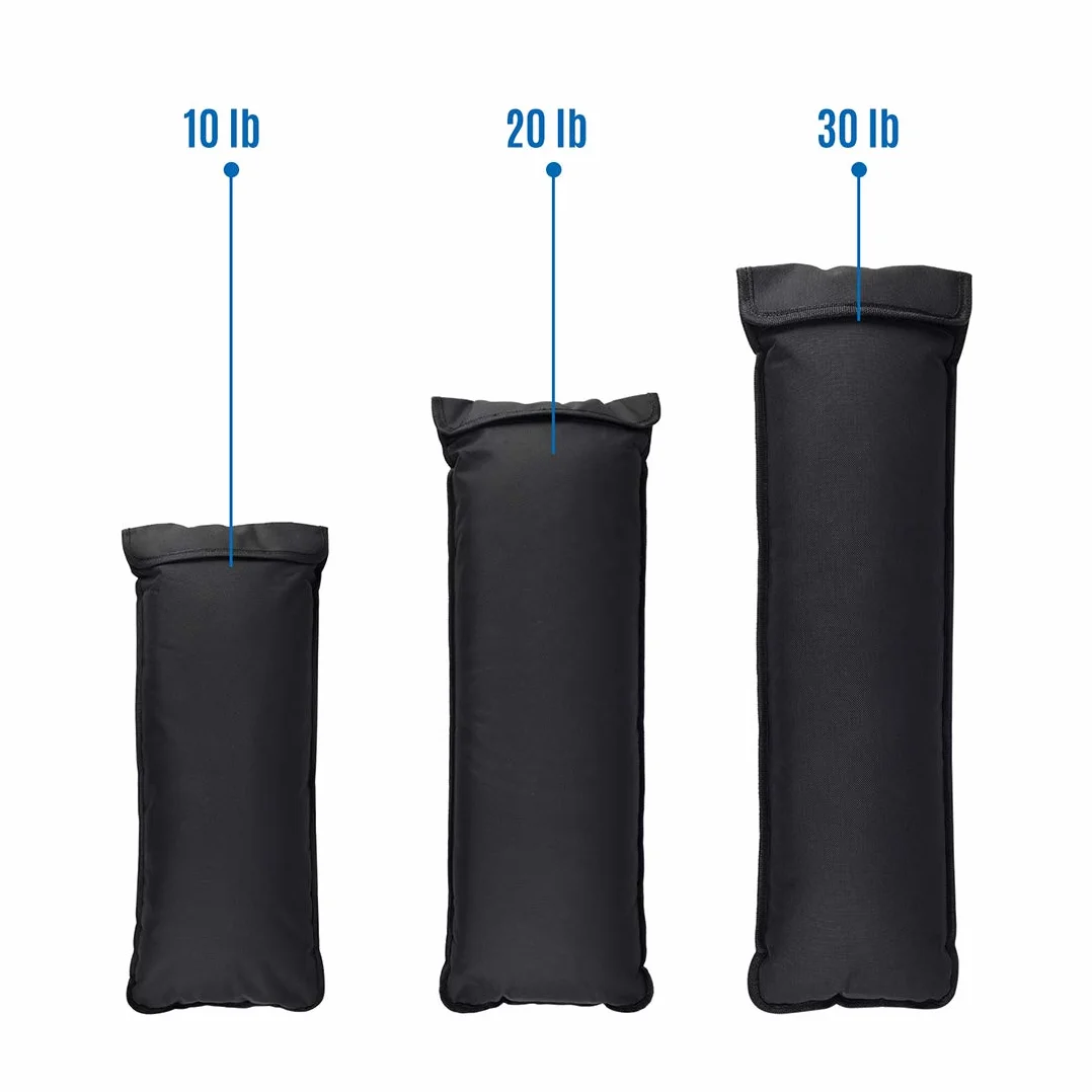 Jecxep Worek z piaskiem, regulowana torba treningowa do fitnessu i crossfitu, zestaw ciężkich ciężarków treningowych z 3 torbami wewnętrznymi, 6 uchwytami, czarna, nylon, 65 x 23 cm