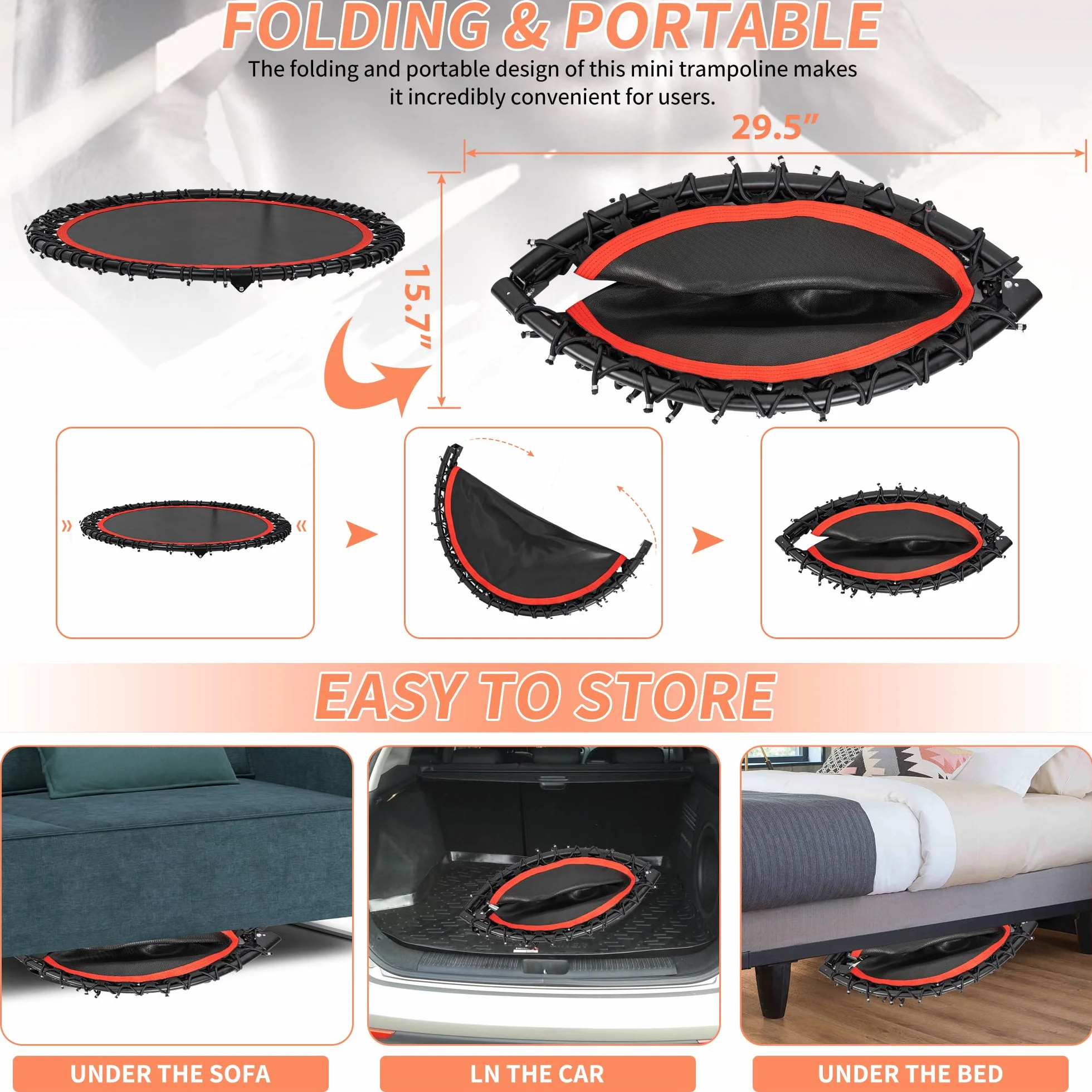 Trampolina fitness 48 cali dla dorosłych czerwona