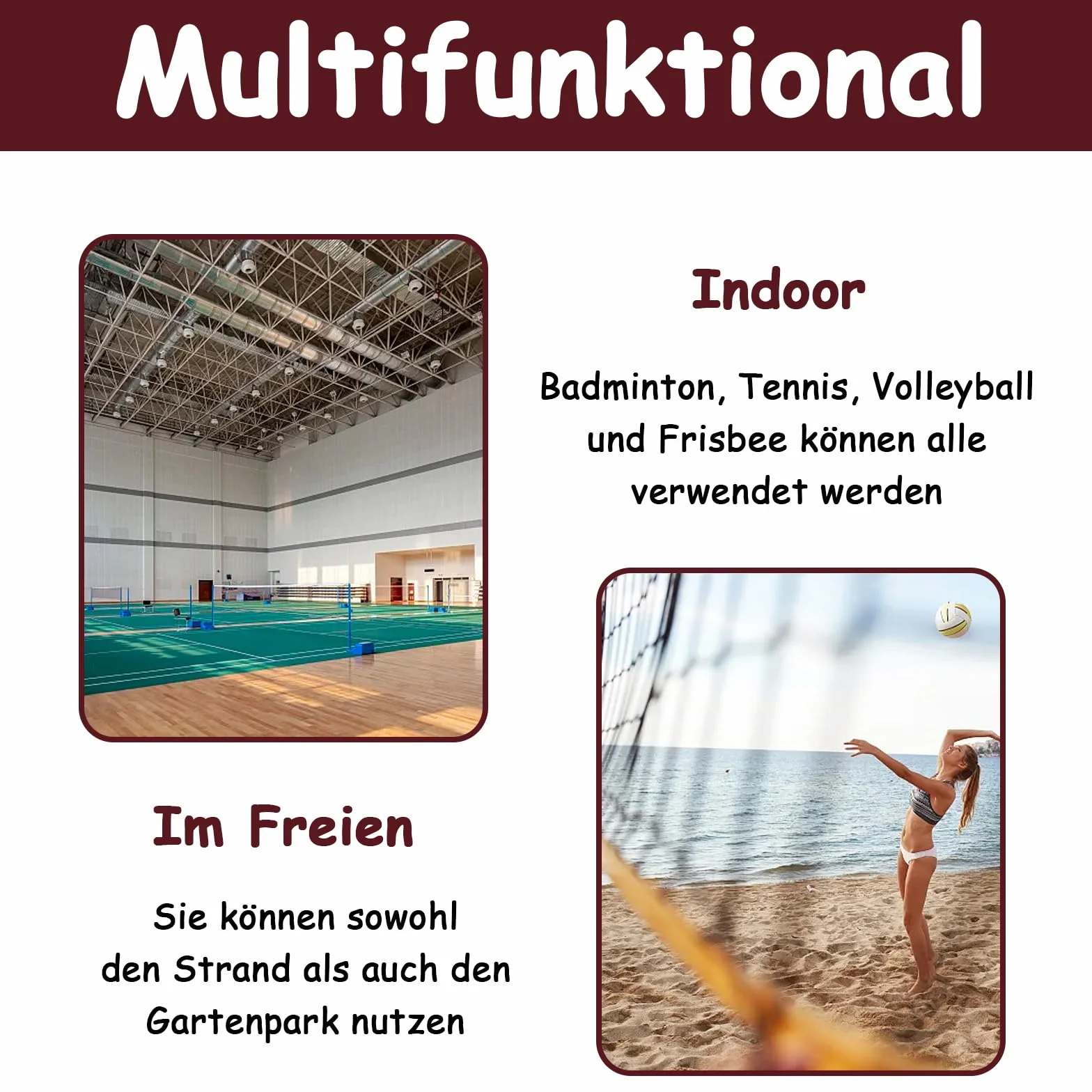 Przenośna siatka do badminton 2,1 m x 0,76 do ogrodu i na plażę