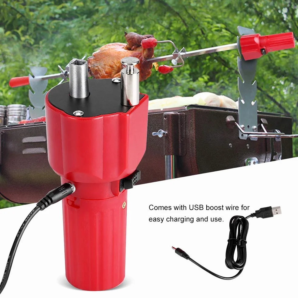 ANGGREK Solidna konstrukcja grill wirnik silnik grill grill uchwyt do pieczenia akcesoria z kablem USB