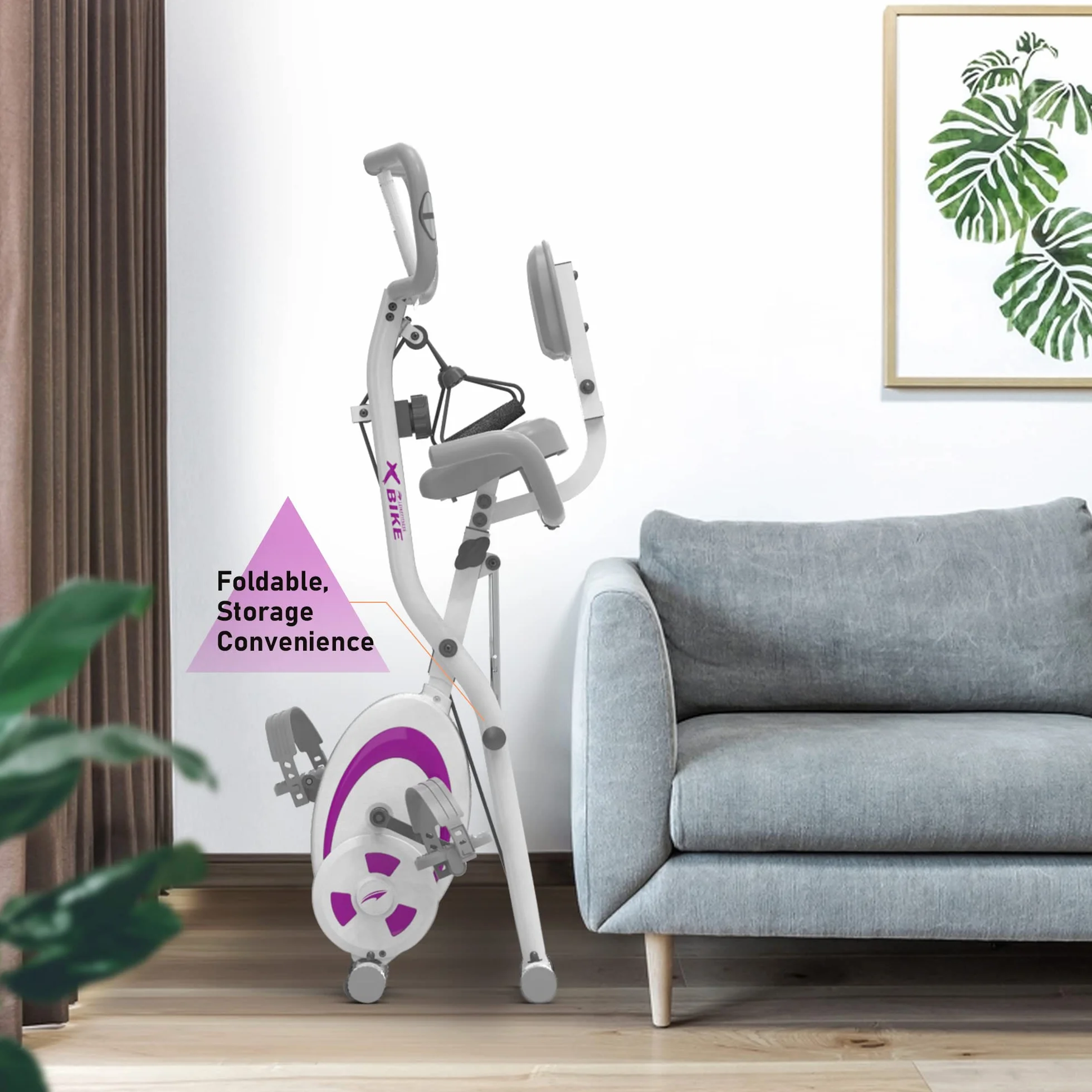 leikefitness Składany rower stacjonarny poziomy rower treningowy z opaskami oporowymi na ramię - czujnik pulsu - monitor LCD i łatwy w montażu rower do jazdy na rowerze stacjonarnym 2280