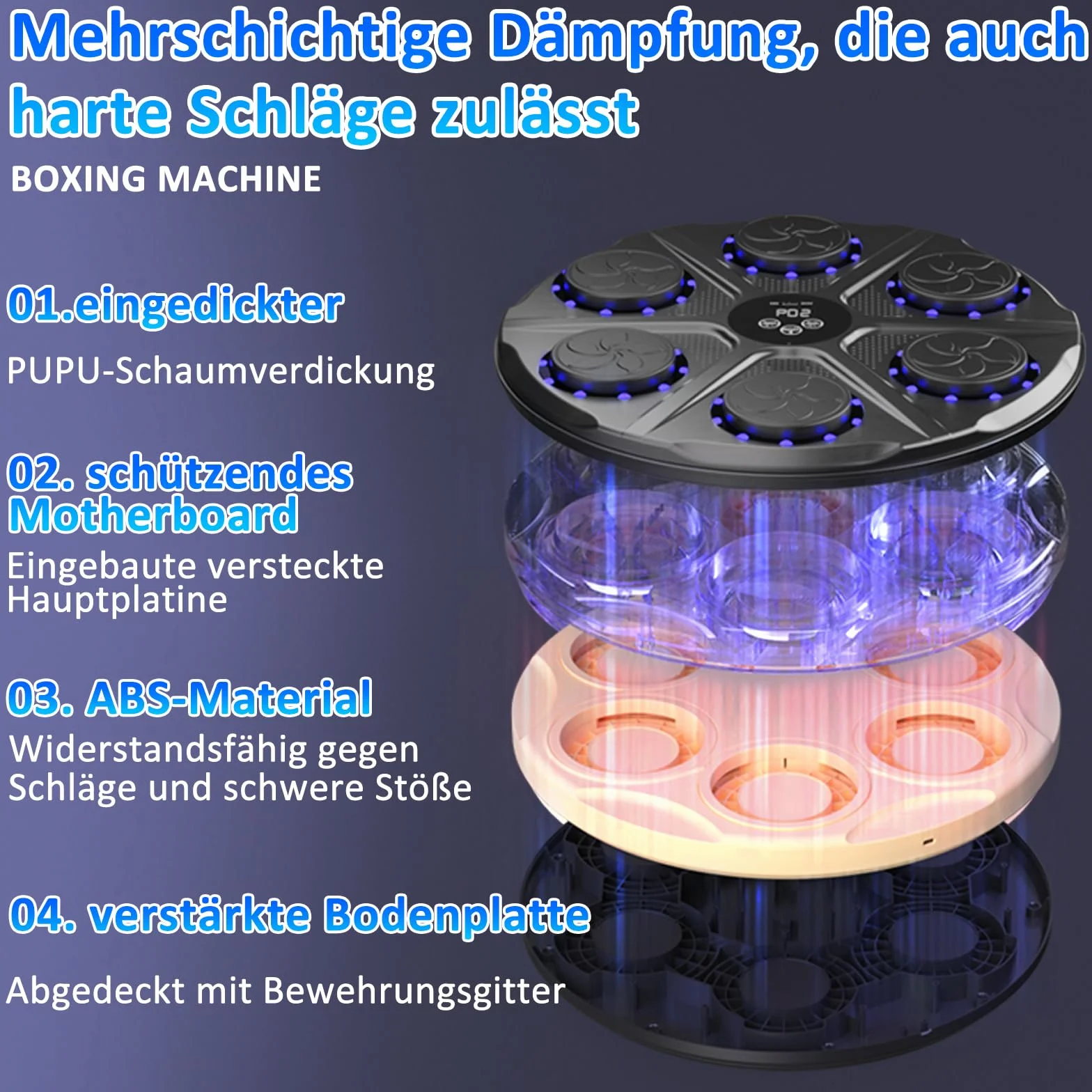 Music Boxing Machine Smart Muzyczna maszyna bokserska na ścianę Bluetooth 9 funkcji 18 prędkości