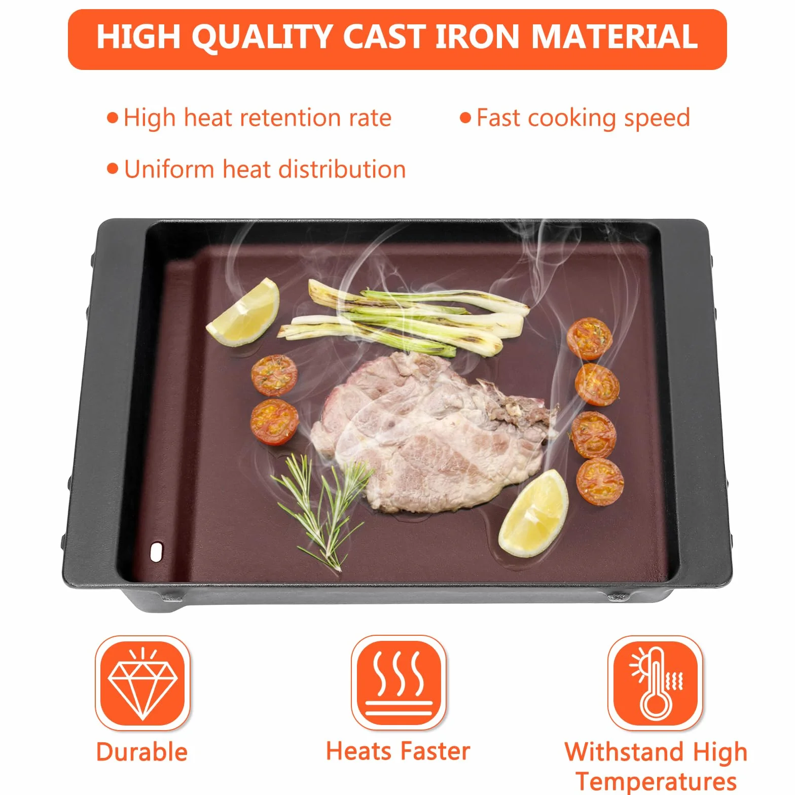 GFTIME Żeliwna płyta grillowa 6790, 44 x 30,5 cm, do Weber Spirit I II 300 seria E-310 E-320 E-330 S-310 S-320 S-320 S-315 SP-330 SP-335, żeliwna plancha zamiennik akcesoriów Weber 7598 7638, 1