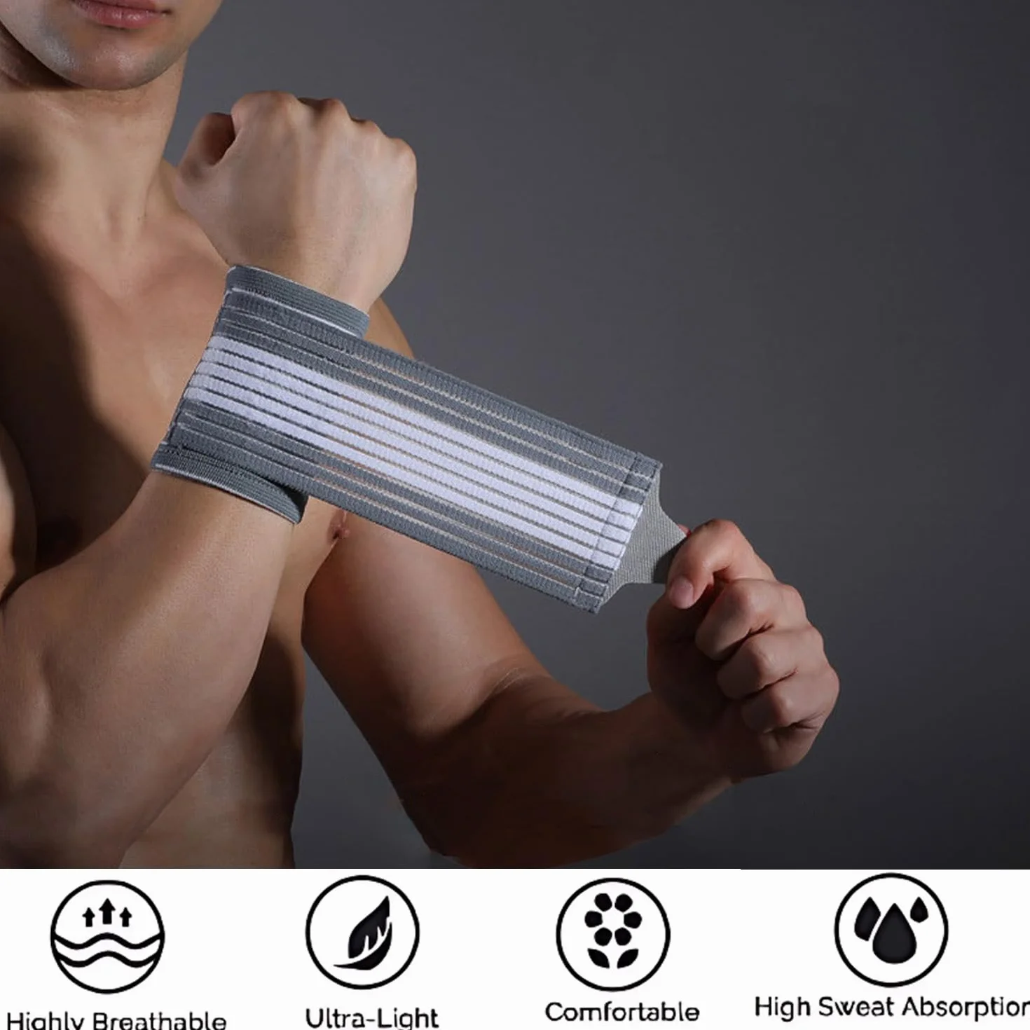 1 para sportowych bransoletek, elastyczne paski podpierające nadgarstek, regulowane paski podpierające nadgarstek, bransoletki fitness, bransoletki tenisowe do studia fitness, treningu (kolor