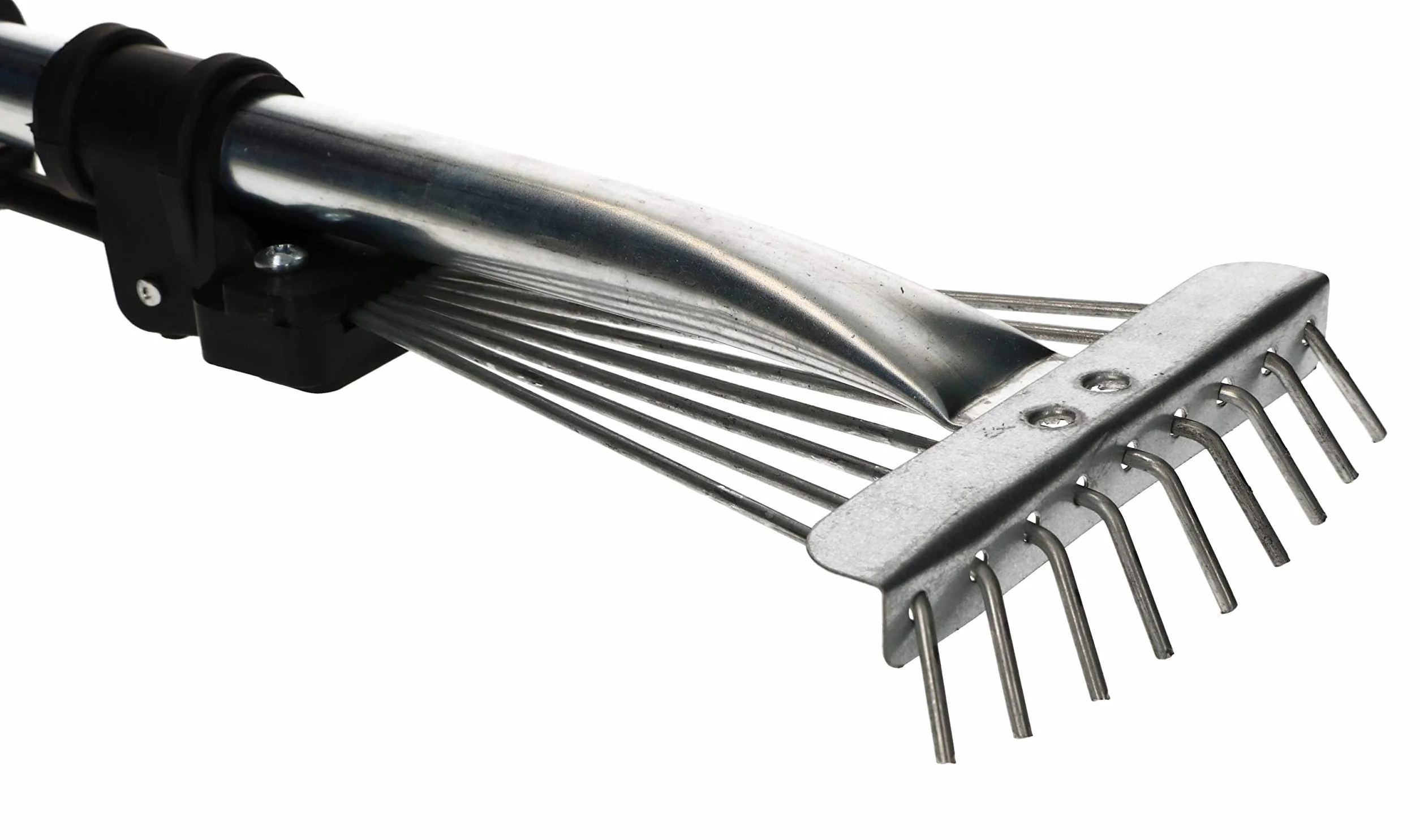 KOTARBAU® Grabki Wachlarzowe Regulowane - 20 cm - Mini Grabie - Małe Grabki Do Rabat - 9 Zębów - Metalowe - Srebrne - Aluminiowy Trzonek Teleskopowy - 2,5-10 cm