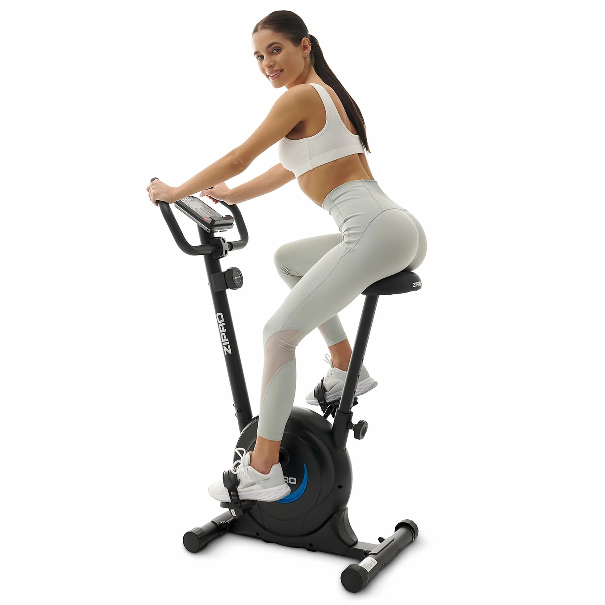 ZIPRO Rower Treningowy z 8 Stopniowym Oporem Magnetycznym, Uchwytem na Telefon, Wyświetlaczem LCD, Regulowanym i Wygodnym Siodełkiem, Lekki Rower Stacjonarny do Treningu Cardio w Domu (One S)