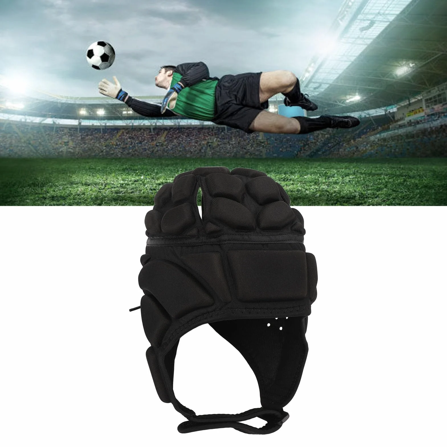 Kask do Rugby, Gąbka EVA Miękko Wyściełany Kask Oddychający Kask Piłkarski Regulowany Nagłówek do Rugby dla Młodzieży Dzieci Dorośli, Wygodne Noszenie