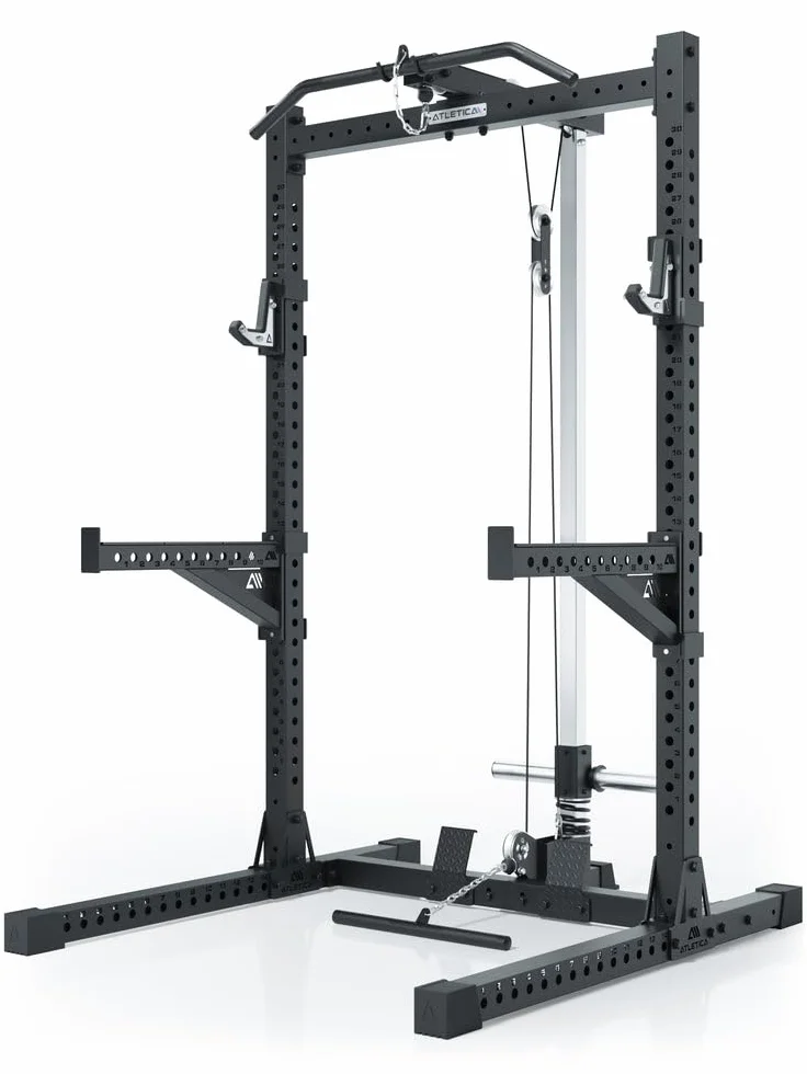 ATLETICA R7 Rider Plate Load Squat Rack z podciągnięciem modułowa rozbudowa Deadlift Station dwie wysokości