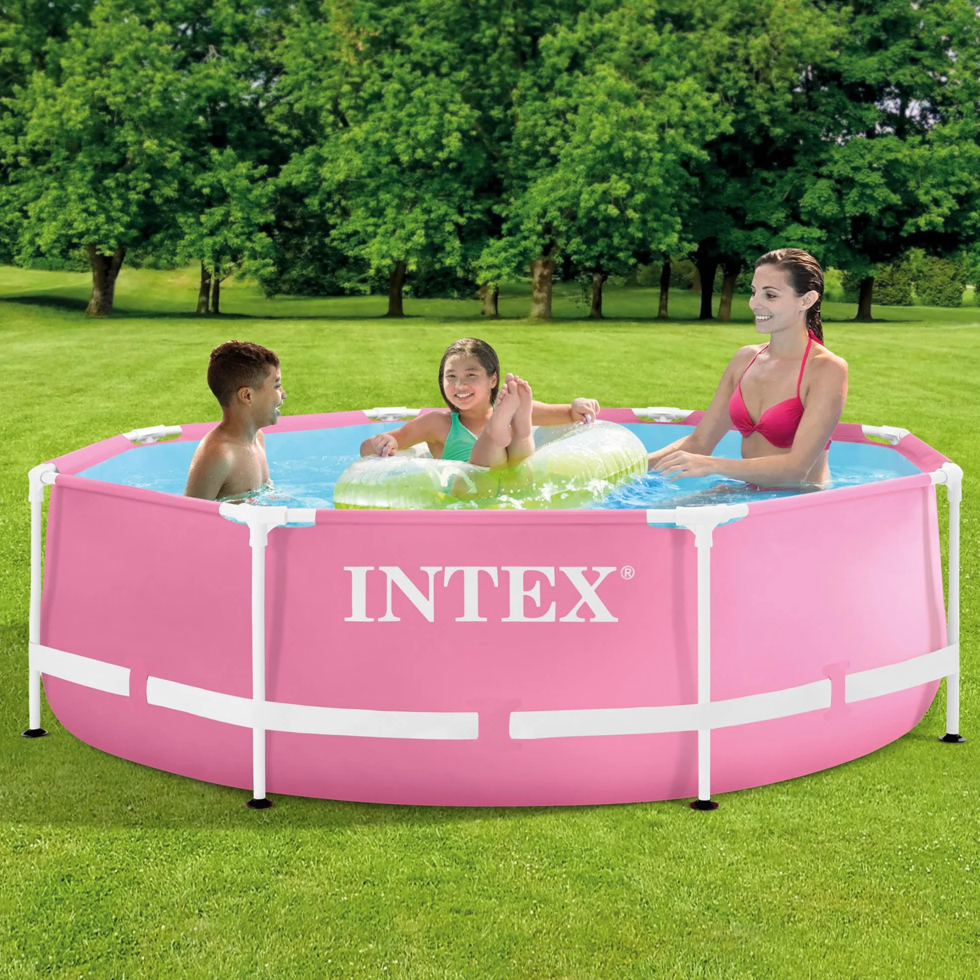 Intex Metal Frame Basen, Różowy, 244 x76 cm