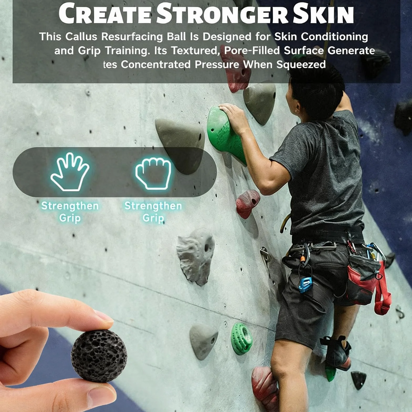 Callus Training Ball Silicone Texture Sweat Resistant Hand Exercise Tool for Climbing Grip Conditioning