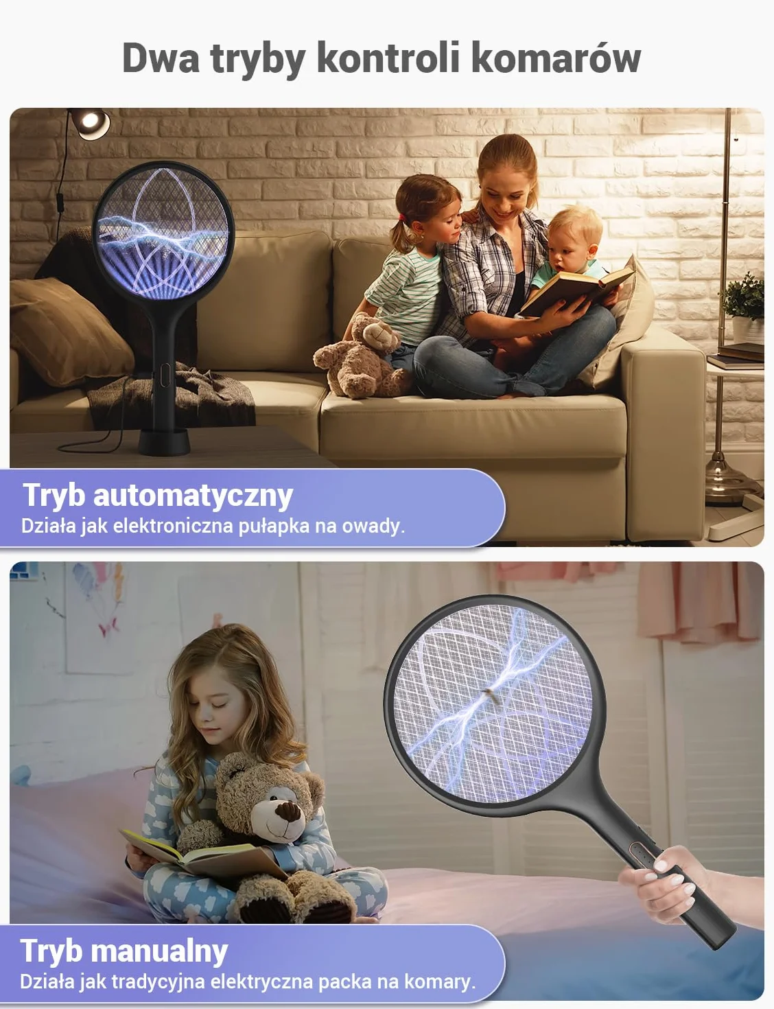 YISSVIC Elektryczna łapka na komary Extra Strong 4000 V 2 w 1 USB C z akumulatorem Akumulatorowa ze stabilną podstawą pułapką na światło UV Przeciw komarom Muchom 2 szt. Czarny