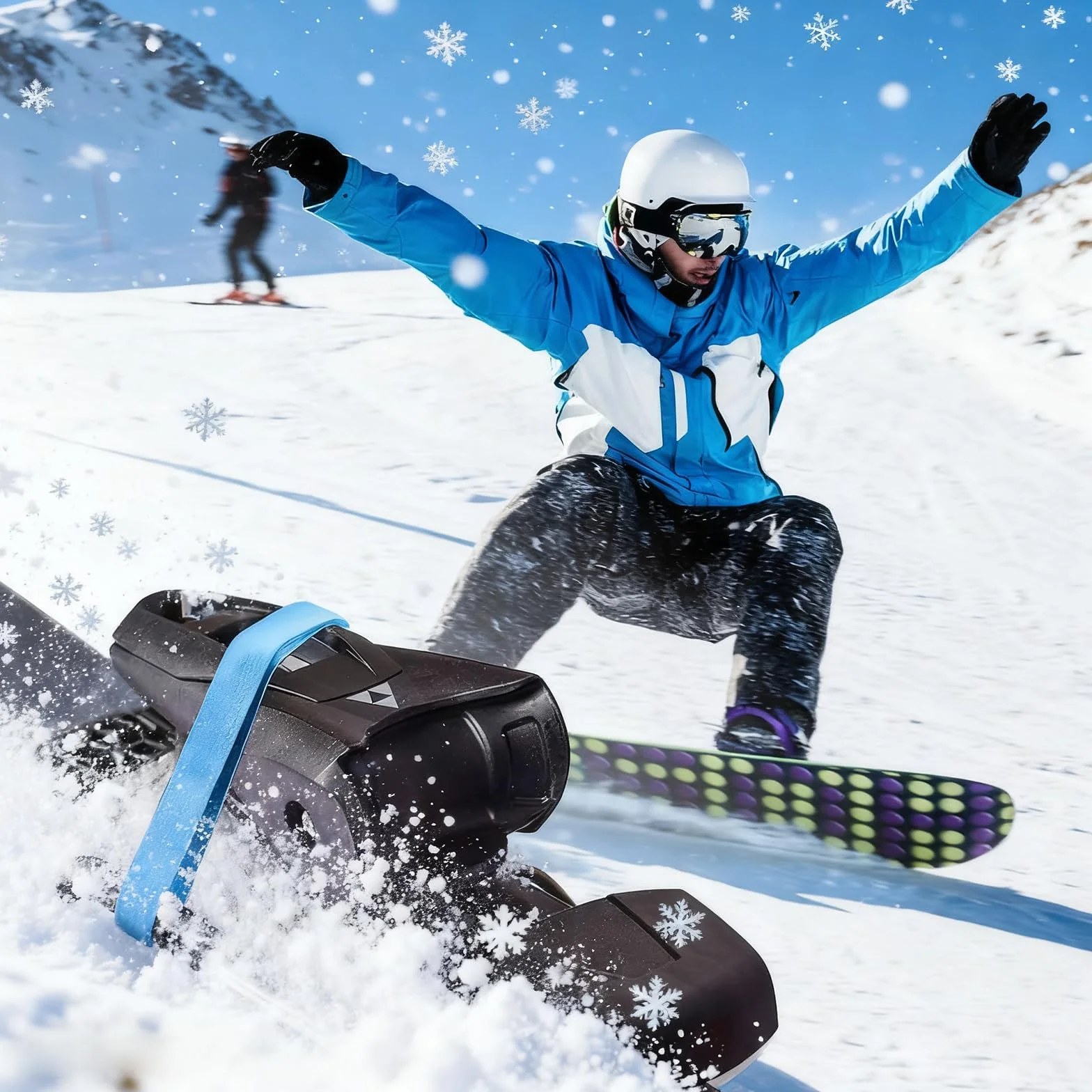 Gumowe uchwyty do wiązania nart 30 sztuk, elastyczne taśmy hamulcowe, niebieskie do snowboardu