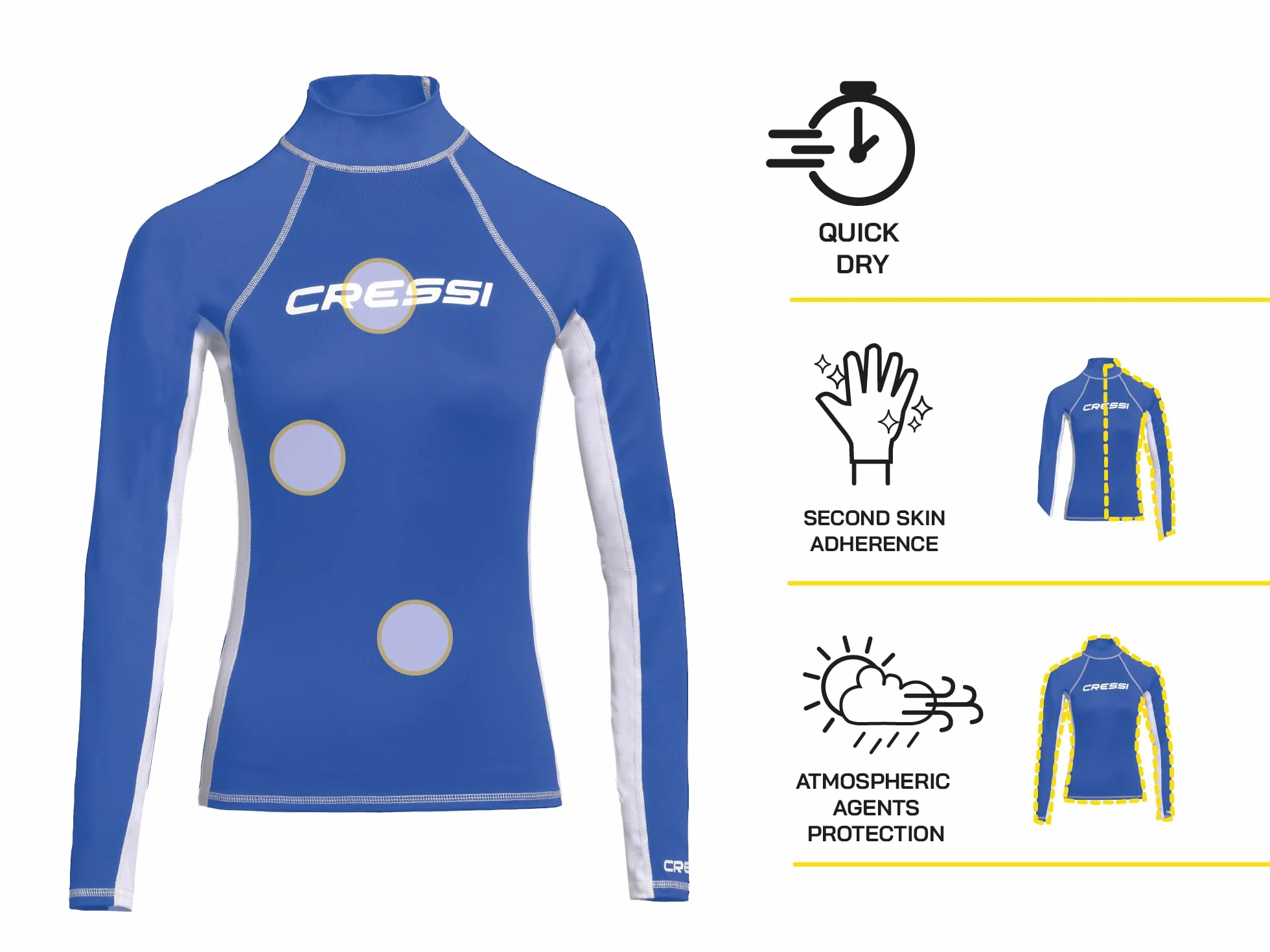 Cressi Damska koszulka z długim rękawem Rash Guard Lady z długimi rękawami, ochrona przed promieniowaniem UV (UPF)