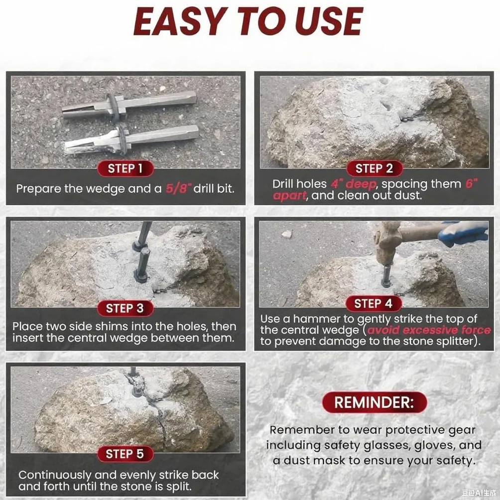 Narz?dzie do dzielenia kamienia 10 sztuk 16 mm Klin o wysokiej wytrzyma?o?ci i kliny piór Beton Granit Ska?a Narz?dzia r?czne do dzielenia kamienia Kliny metalowe korki