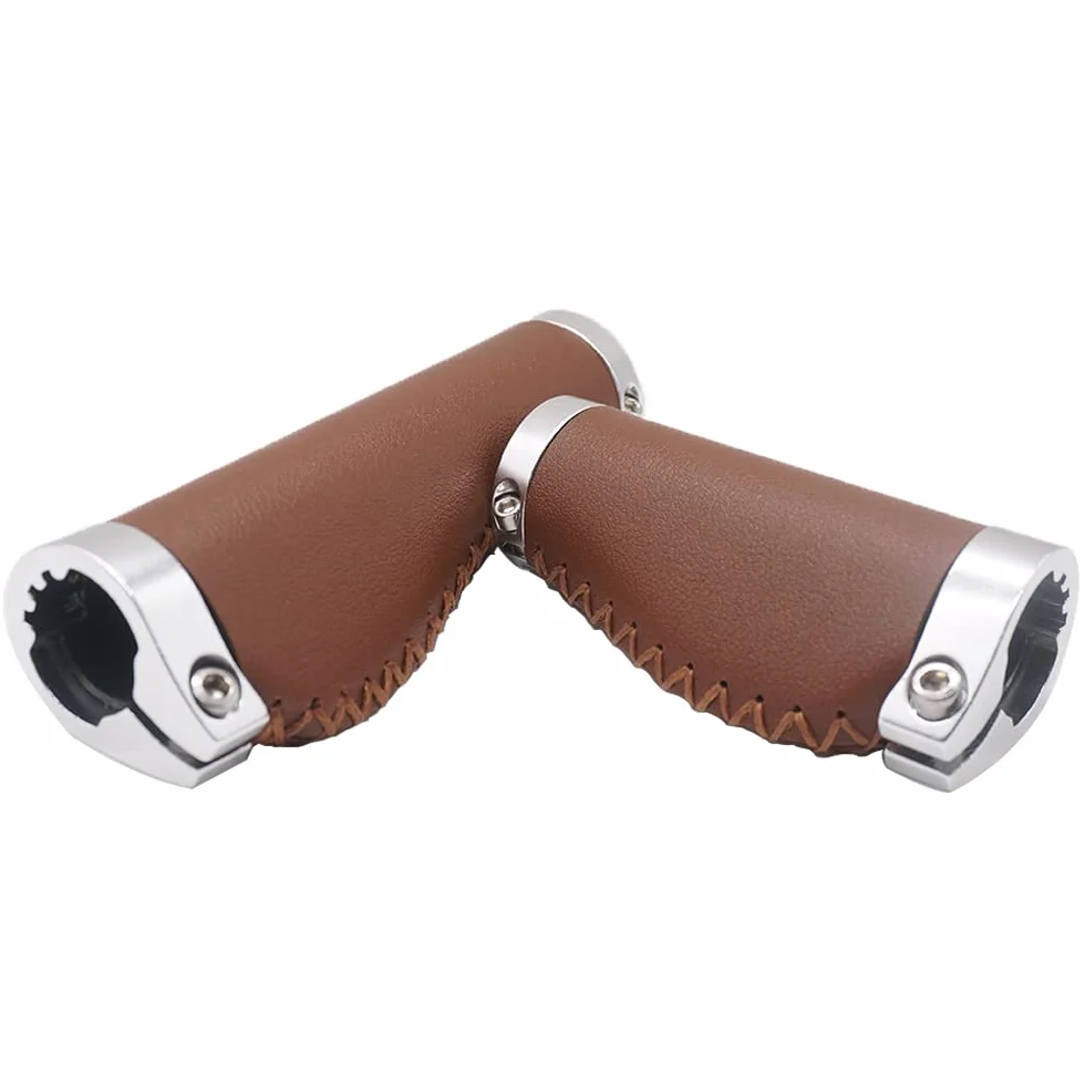 Uchwyty rowerowe antypoślizgowe PCW skóra mikrofibra ergonomiczne ręcznie szyte podwójna blokada 135/95 mm