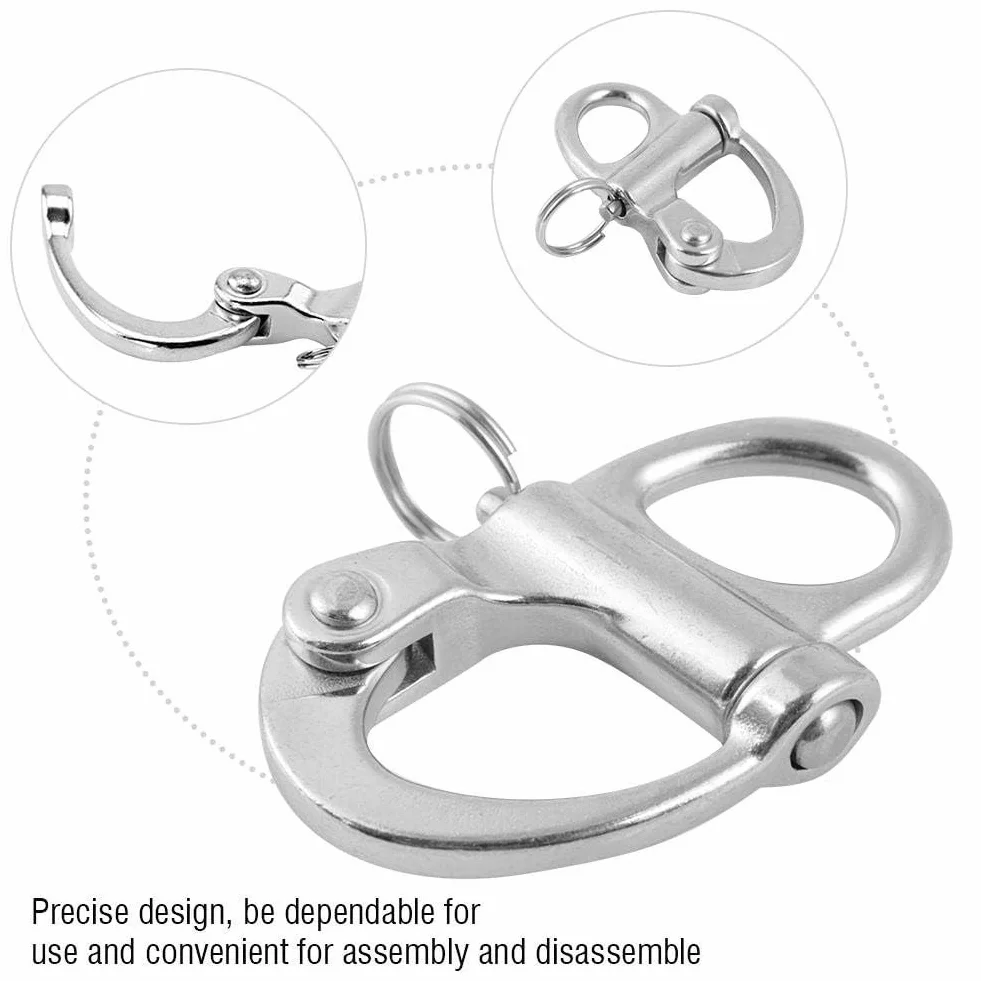 Alomejor Snap Shackle ze stali nierdzewnej szybkie uwalnianie jachtu 12x52 mm