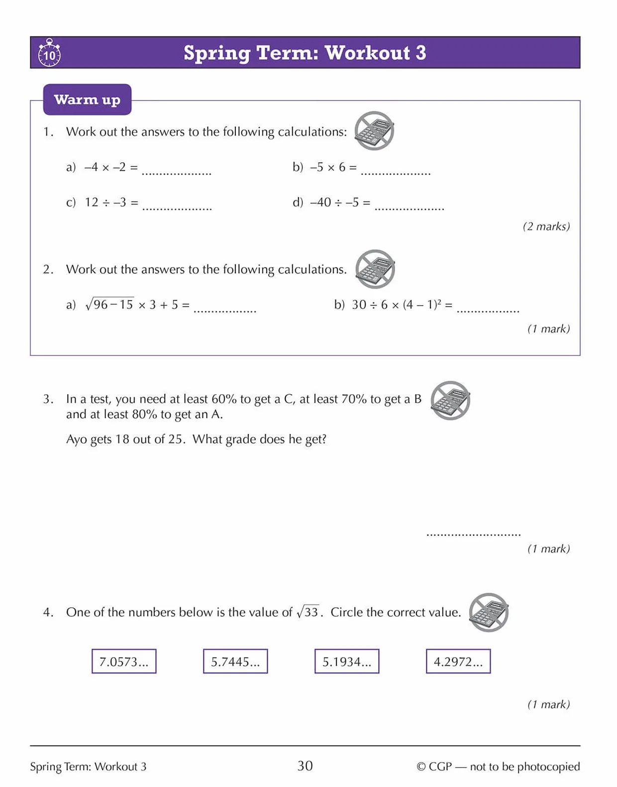 KS3 Year 8 Maths 10-Minute Weekly Workouts