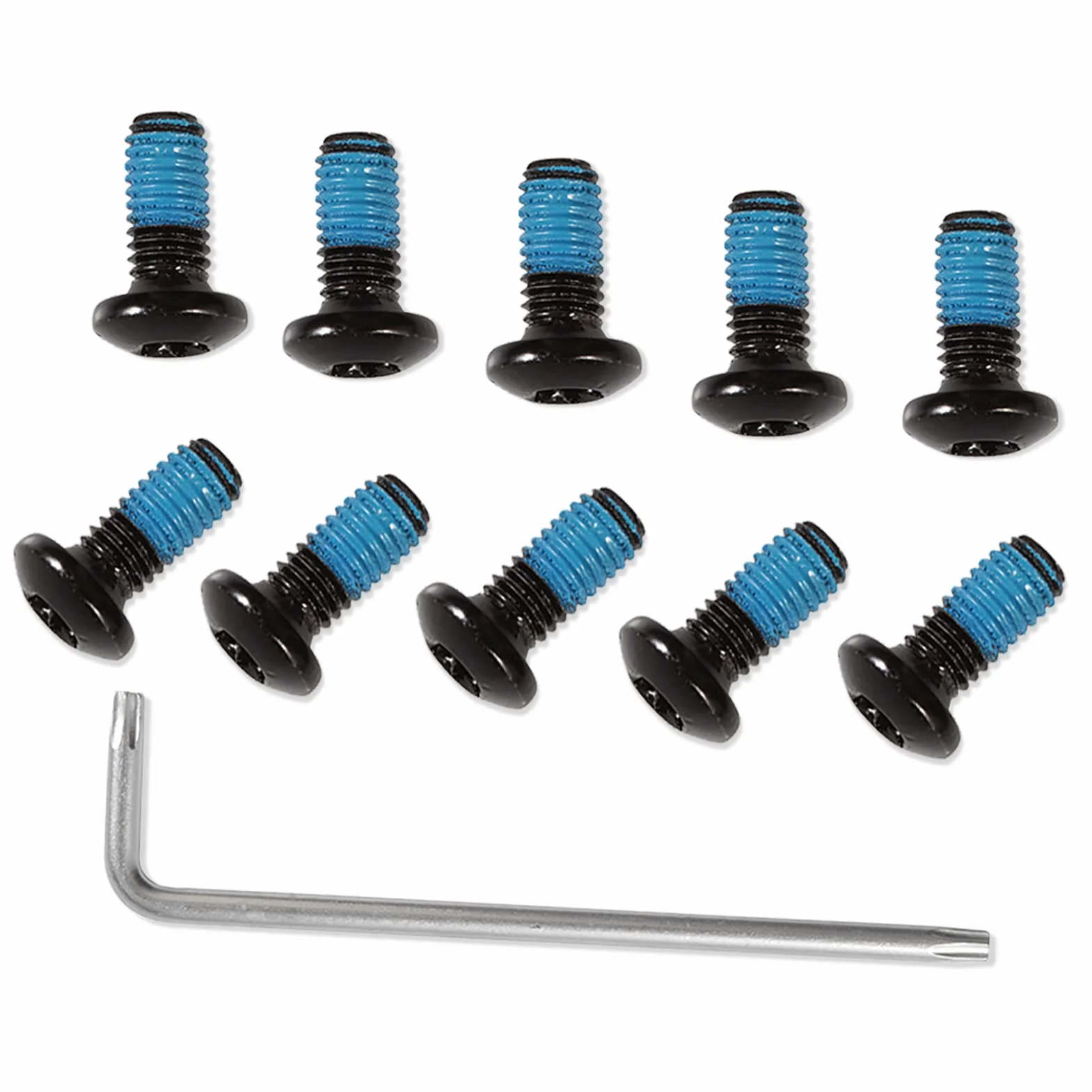 LEONTOOL Śruby do hamulców tarczowych M5 x 10 mm czarne z kluczem Torx T25 12 szt
