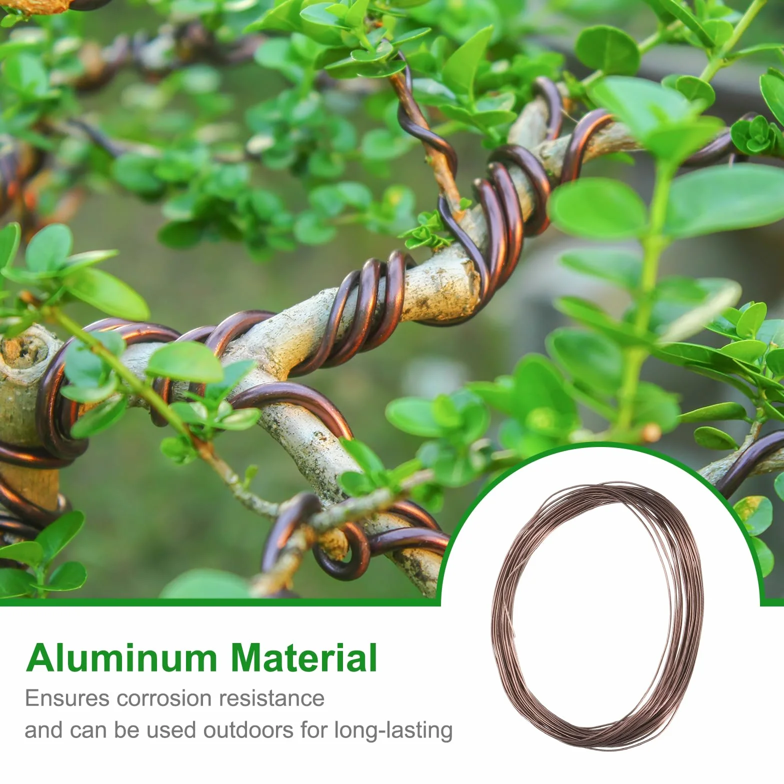 QUARKZMAN Anodowany aluminiowy drut bonsai do treningu 0,8 mm Gauge 10m Długość elastycznego drutu Bonsai do ogrodu, ogrodnictwa, krajobrazu, sadzenia, brązowego